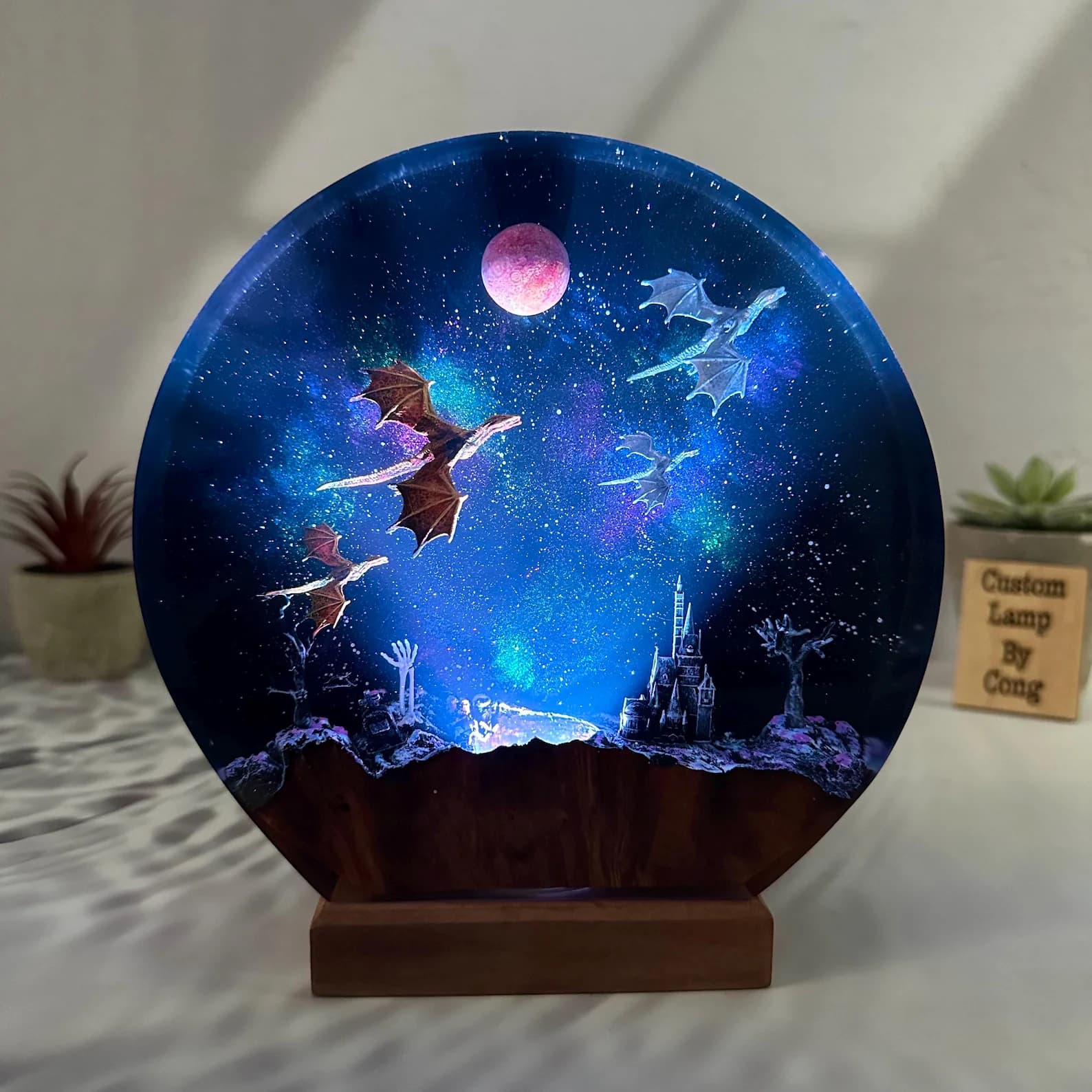 Dragon galaxy resin lamp, Ice dragon and Fire dragon resin night light, epoxy art decoration, Christmas lamp, best gift 6