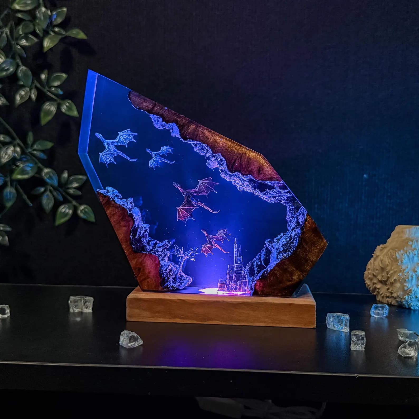 Fly ICE Dragon Resin Lamp, Dragon Epoxy resin night light, Handmade resin art, Gift for Him, Son, Christmas Gift Lamp. 11