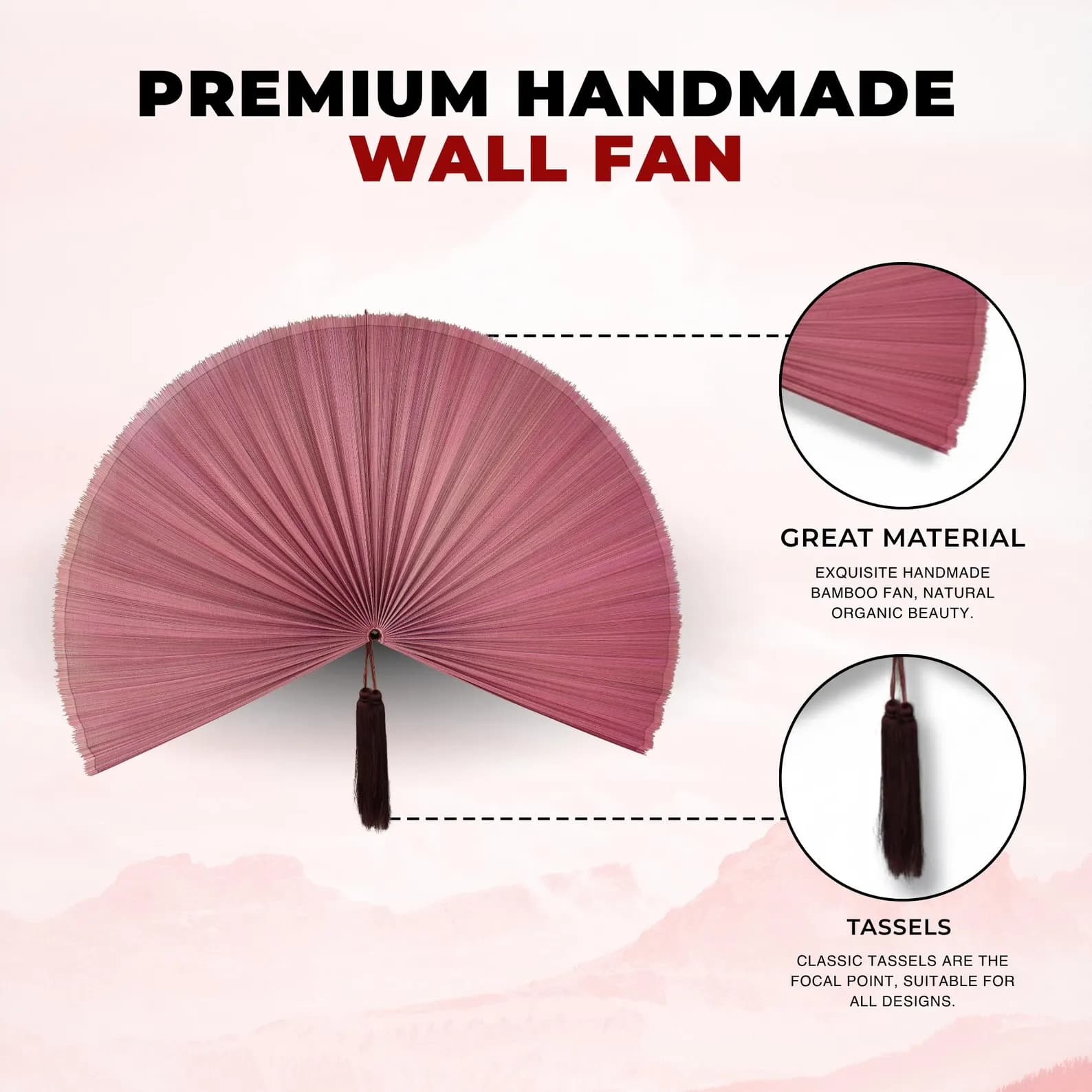 Large Bamboo Wall Hanging Fan 5