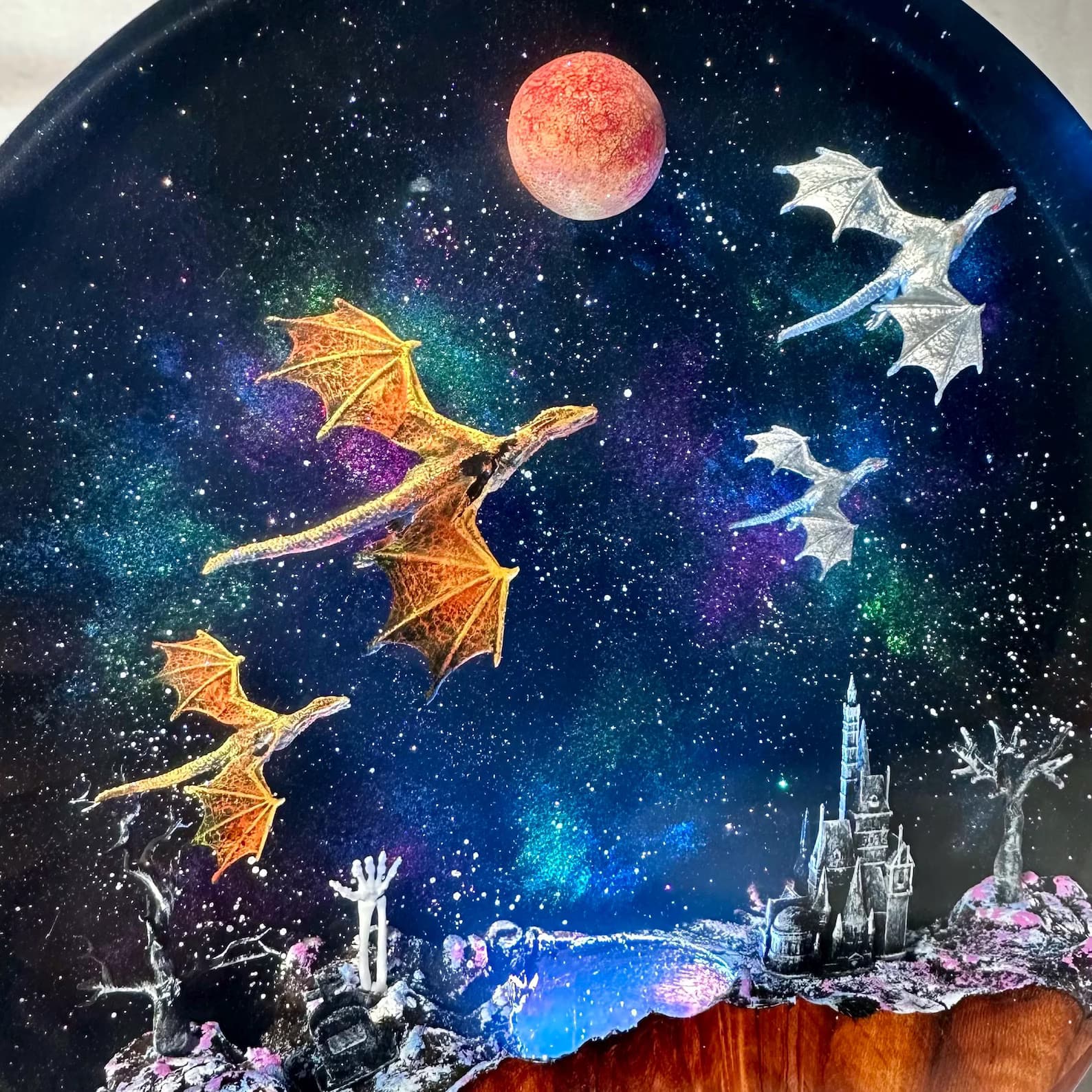 Dragon galaxy resin lamp, Ice dragon and Fire dragon resin night light, epoxy art decoration, Christmas lamp, best gift 3