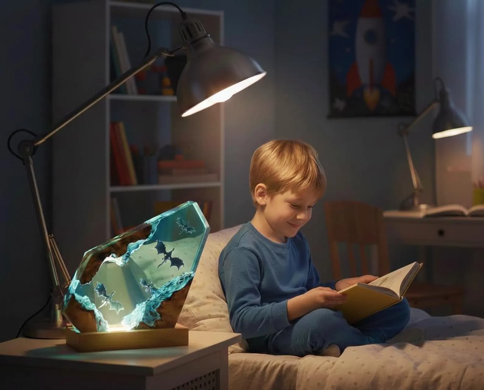 Handmade Dragon-shaped Resin Night Light – Boys' Birthday Gift | Children's Fantasy Bedroom Table Lamp 5