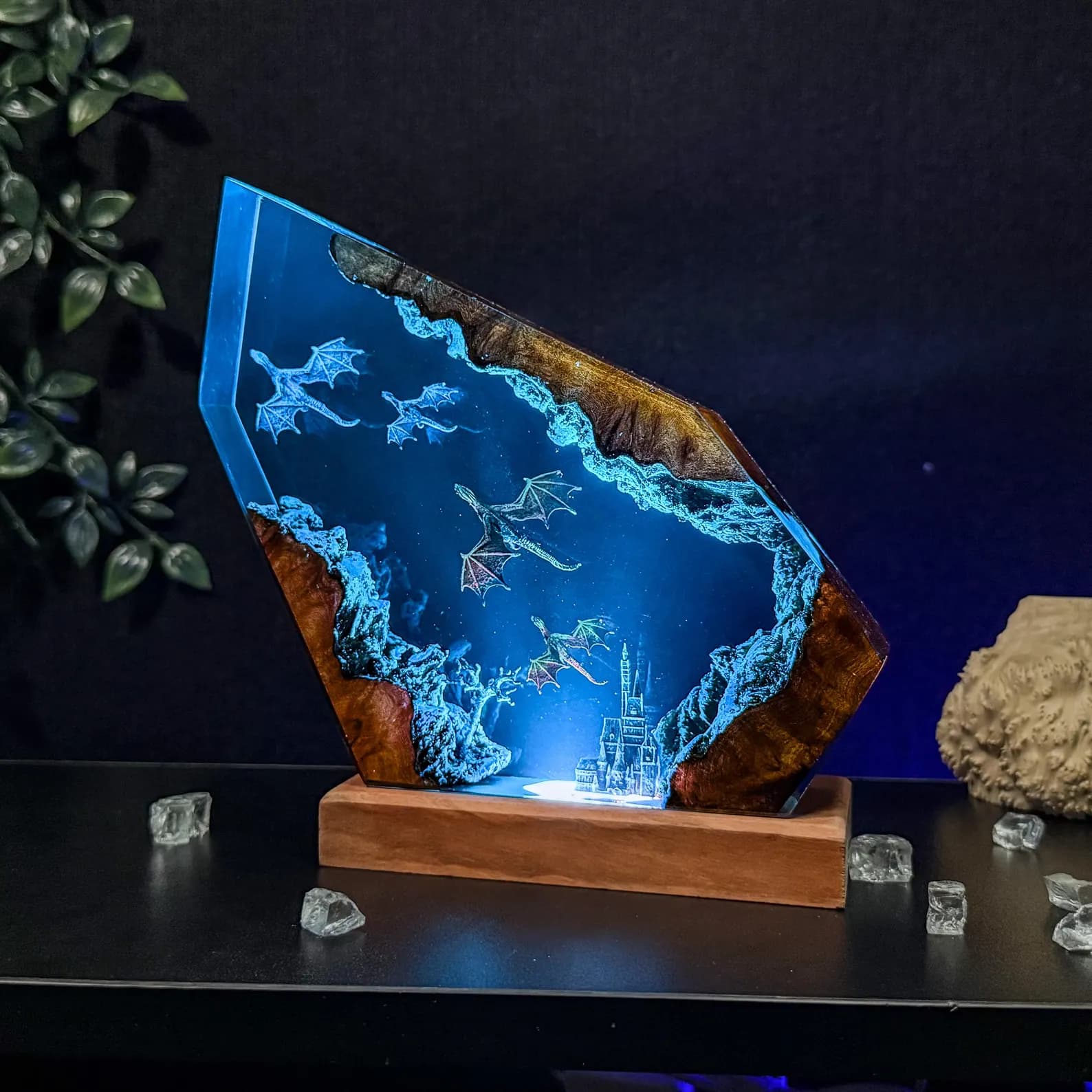 Fly ICE Dragon Resin Lamp, Dragon Epoxy resin night light, Handmade resin art, Gift for Him, Son, Christmas Gift Lamp. 3