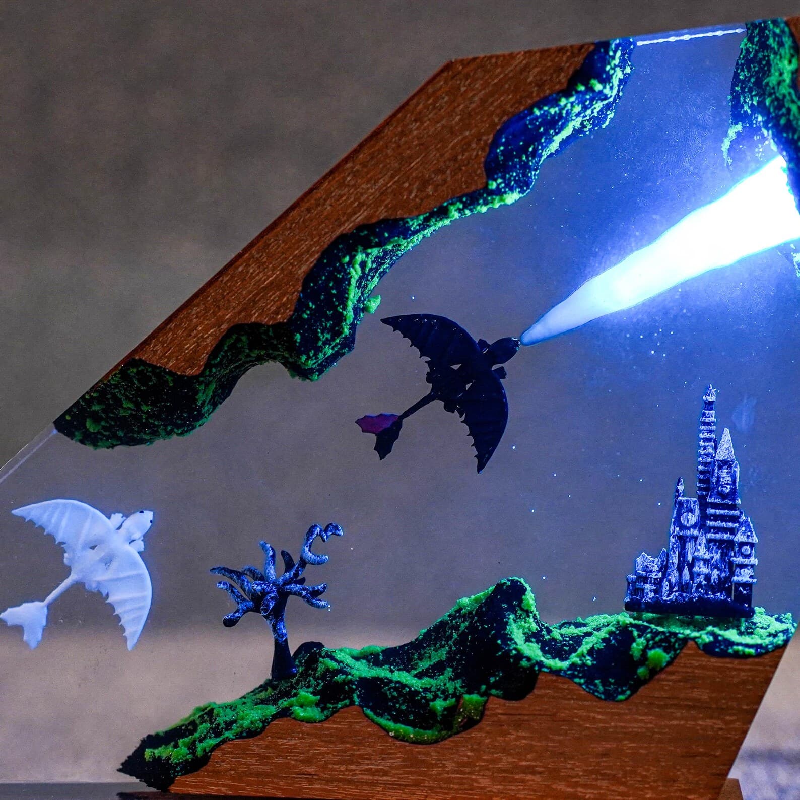 Handmade Fury Dragon Couple Lamp, Fangless Dragon Epoxy Resin Lamp, HTTYD Gift, Unique Gift, Resin Art 5