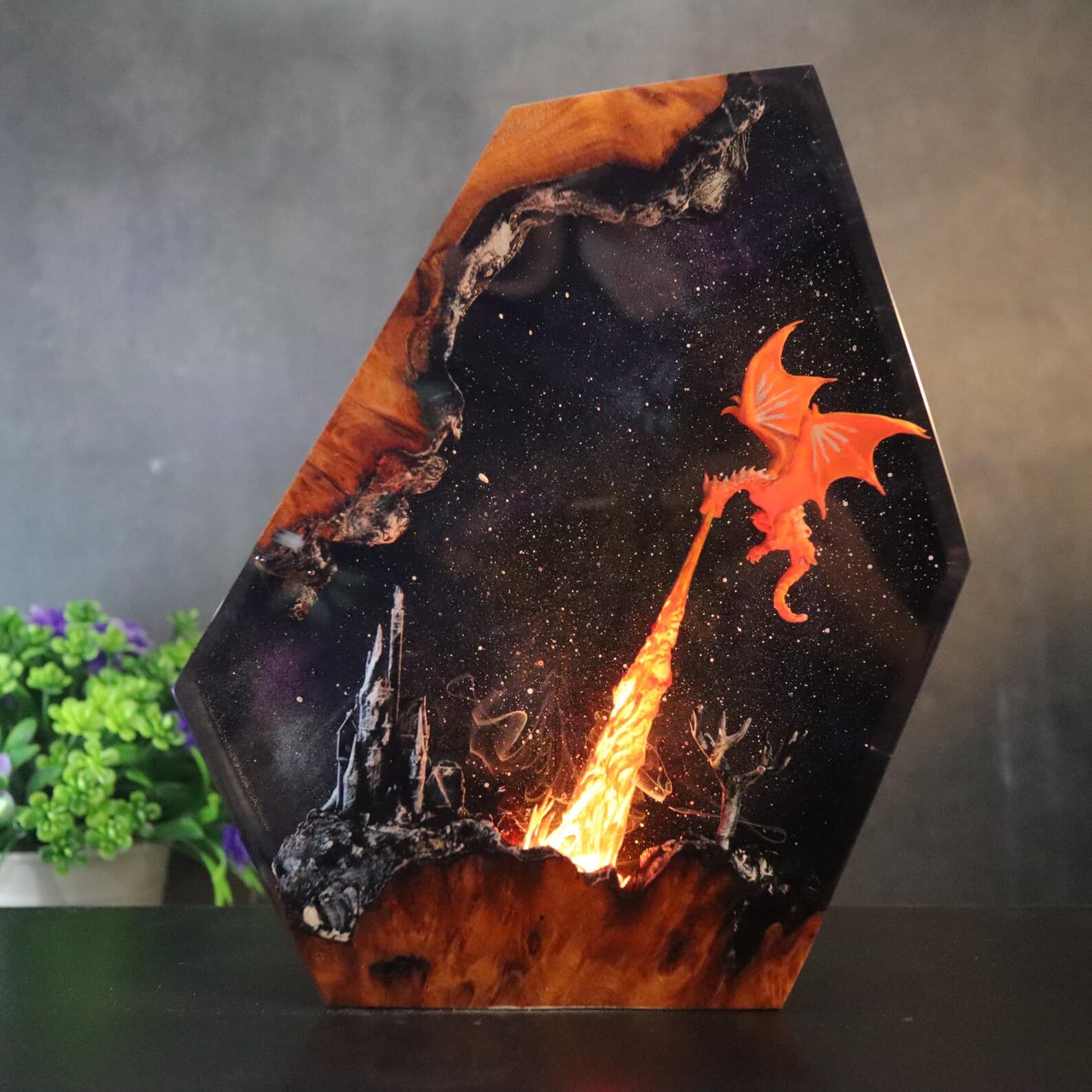 Dragon Figure Night Light, Fire Dragon Figure Decor Home, Christmas gift, Xmas Gift for Kids, Unique Night Light, New Year Gift, Wood Lamp 6