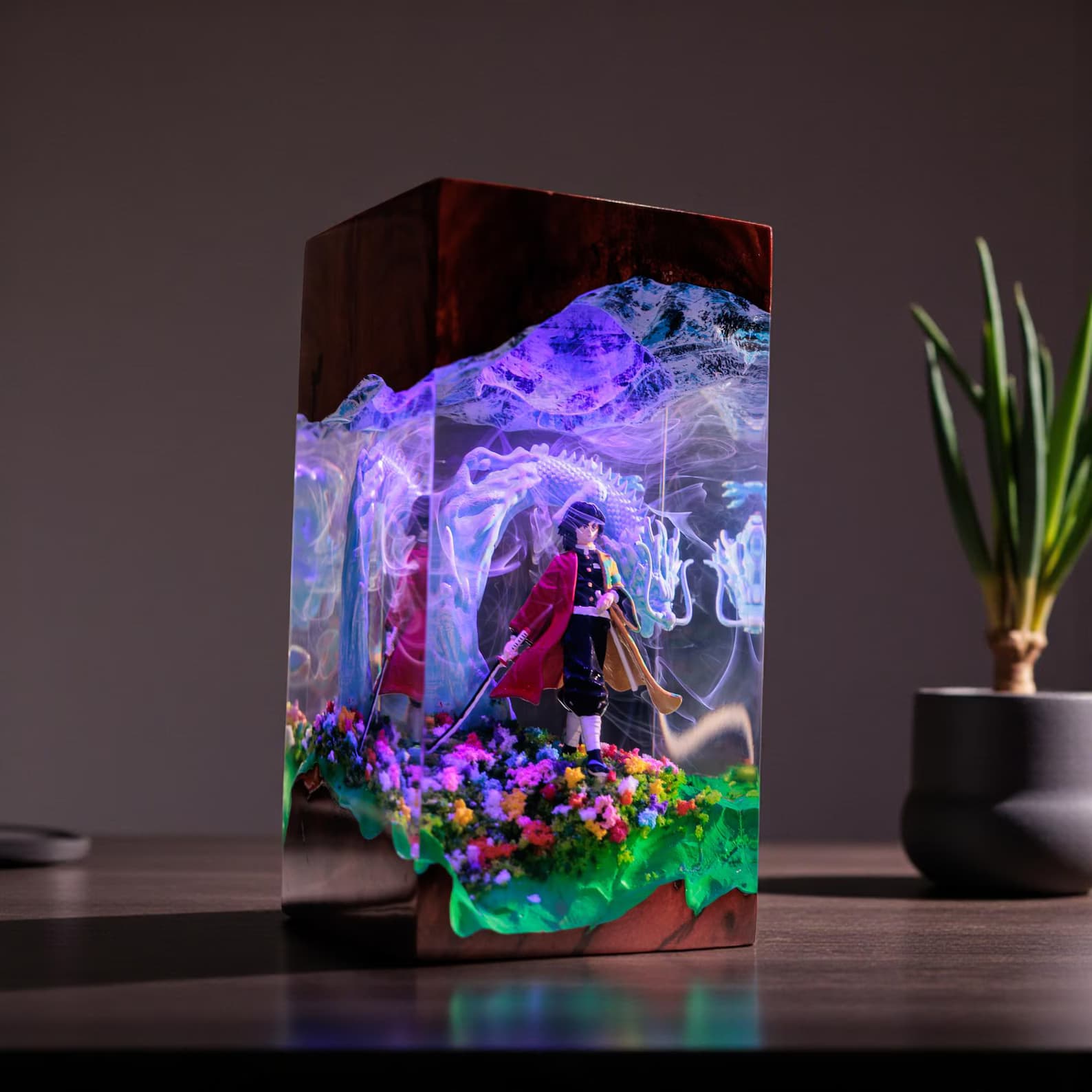 Handmade Fantasy Dragon Resin Lamp – Custom Epoxy Diorama Night Light, Anime Lamp, Gaming Gift, Unique Desk Decor, Christmas Gifts 1