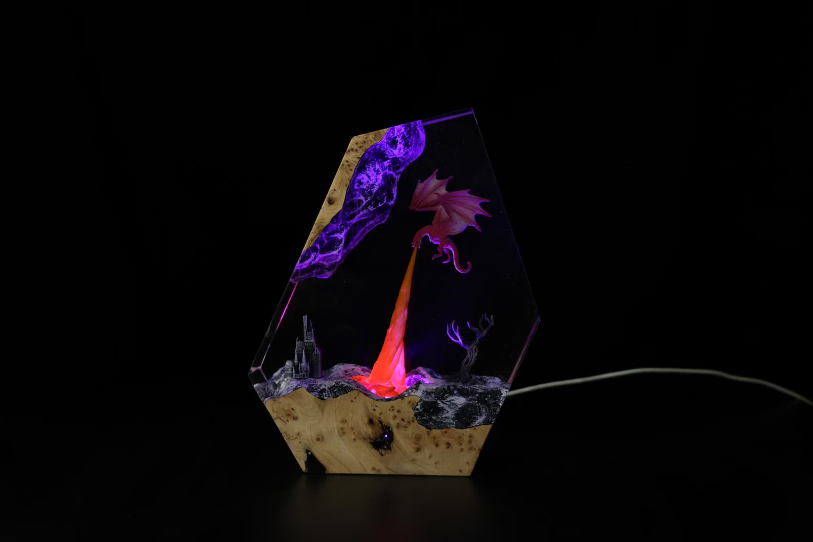 Fire Dragon Resin Night Light: dragons resin lamp, chrismast gift for him 6