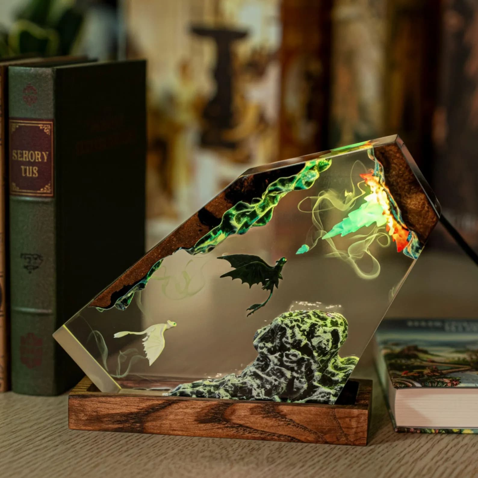 Mythic Sky Dragon Lamp â Handmade Fantasy Resin Light, Artistic Night Sculpture Gift