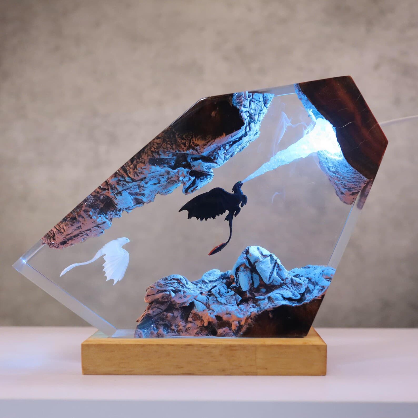 Too.thless Night Dragon - Epoxy Resin Lamp, Handmade Cute Dragon Night Light, Unique Christmas Gift for Kids, Special New Year Gift idea 5