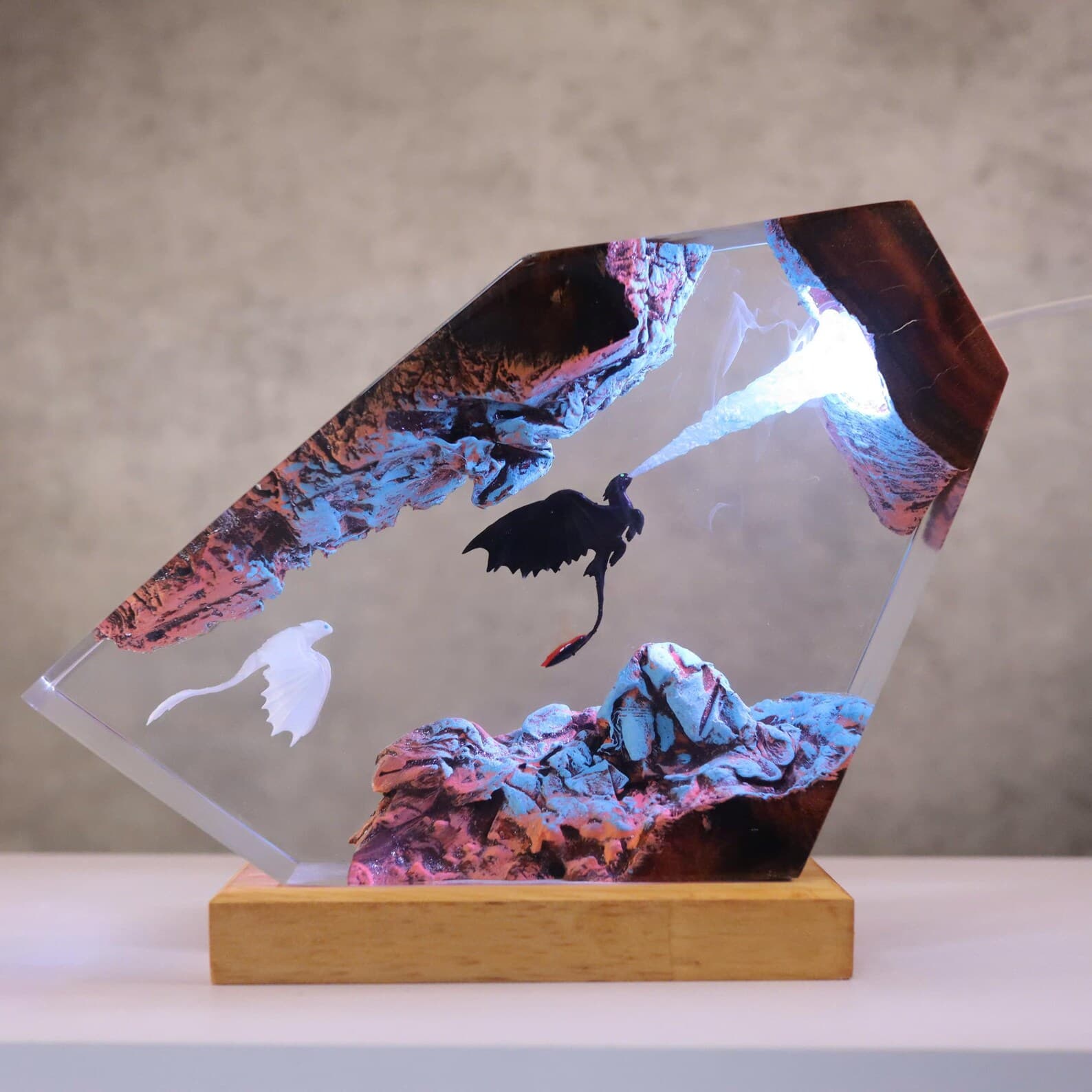 Too.thless Night Dragon - Epoxy Resin Lamp, Handmade Cute Dragon Night Light, Unique Christmas Gift for Kids, Special New Year Gift idea 12