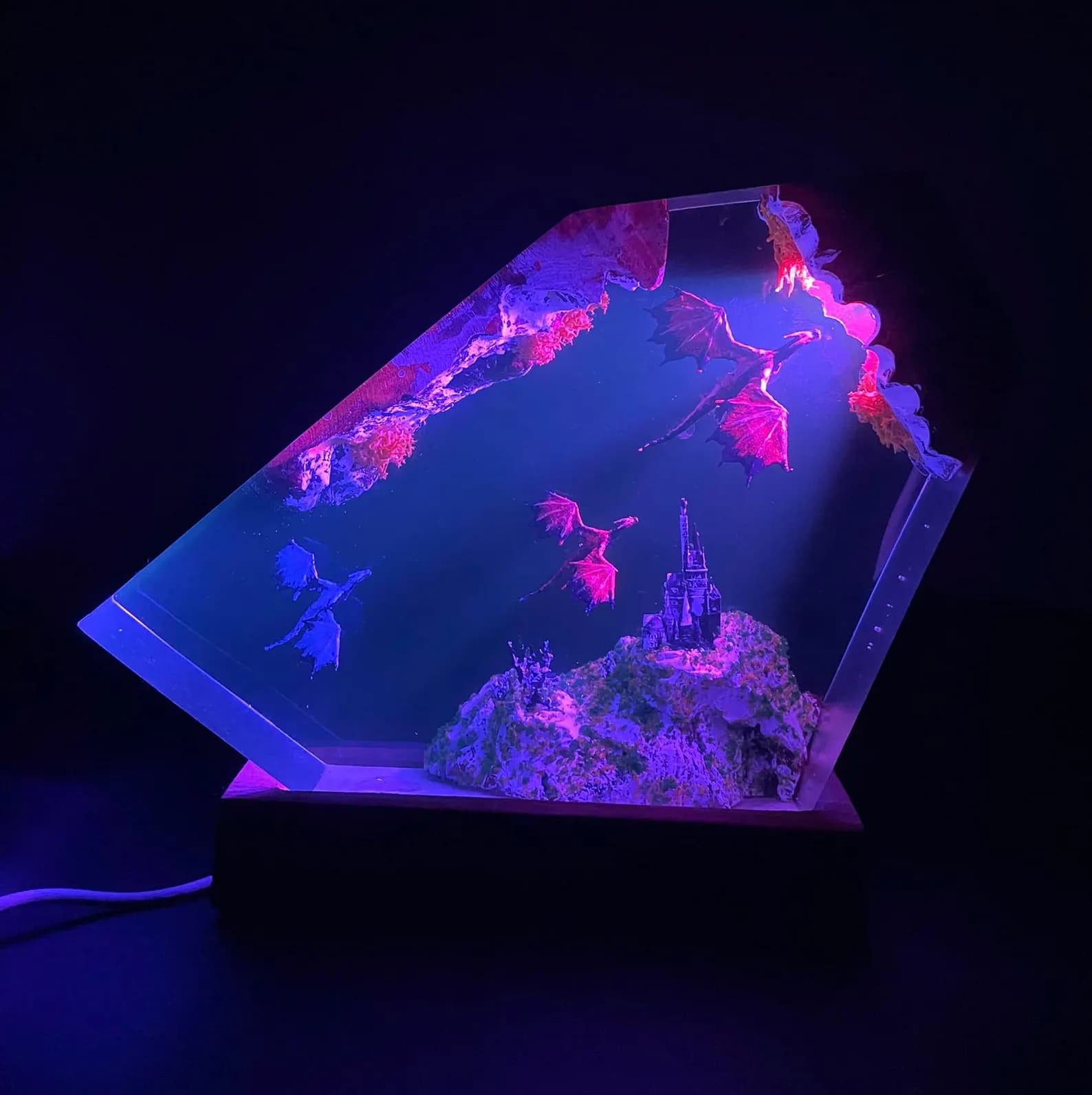 Handmade Dragon Resin Lamp: Fantasy LED Night Light 8