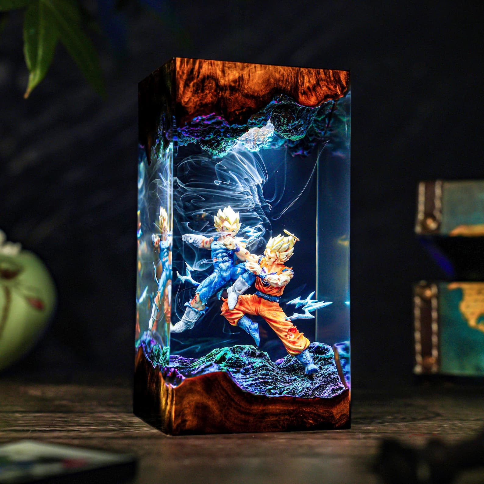 Energy Warrior Battle Lamp, Resin Dragom Lamp, Anime Style Fight Scene, Gaming Desk Decor, Unique Gift Idea Christmas 4