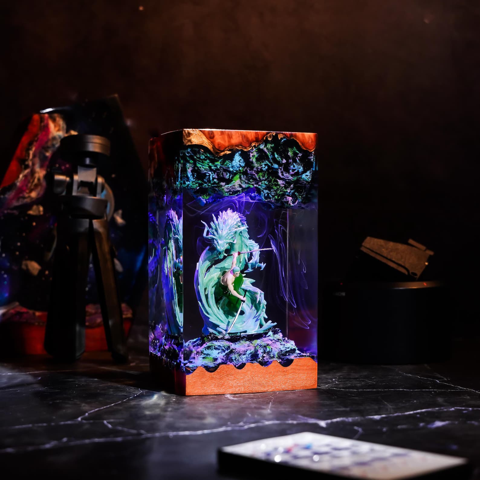 Dragon Resin Lamp, LED Night Light with Dragon Balls, Handmade Anime Epoxy Lamp, Otaku Gift, Gaming Room Decor 1