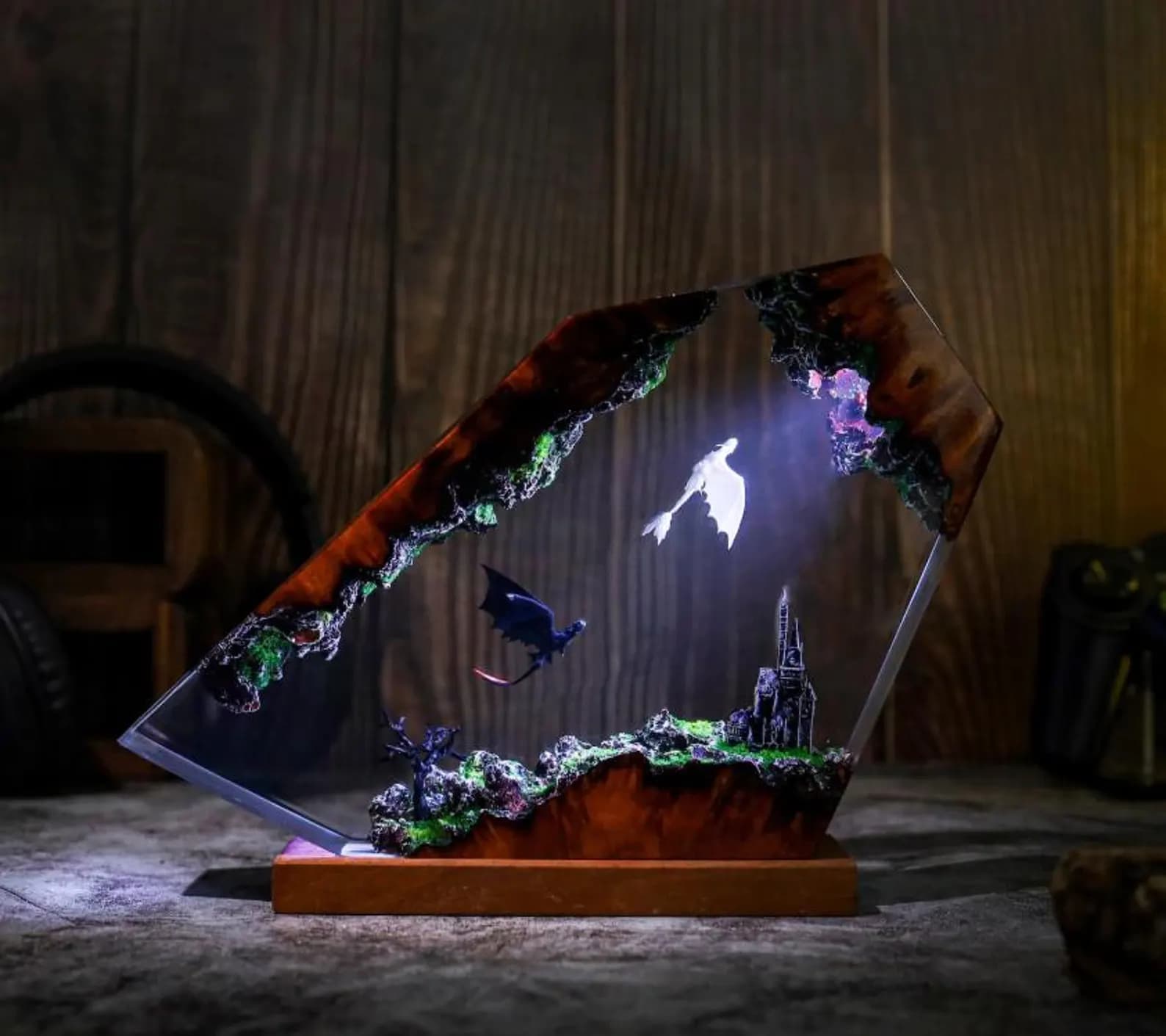 Handmade Dragon Resin Lamp: Fantasy LED Night Light 11