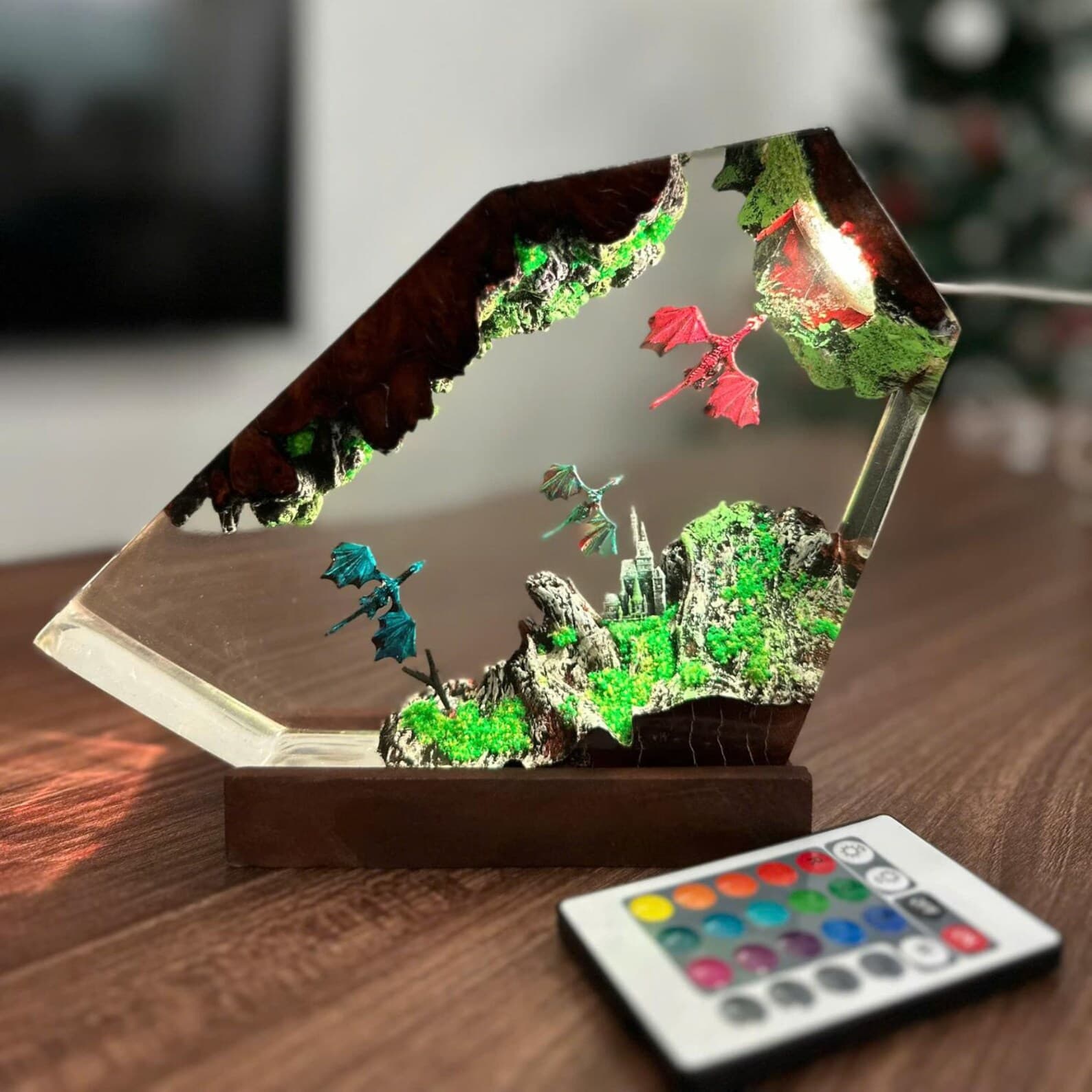 Handmade Dragon Resin Lamp – Fantasy Castle LED Night Light 3