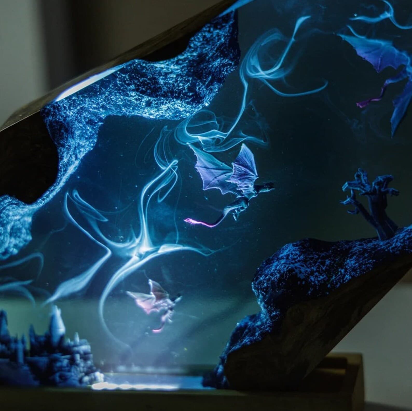 MAGIC WORLD resin lamp, Dragon Resin wood art lamp, Epoxy Resin Lamp, Resin night light, Personalized gift for home décor, Gift For Him 3