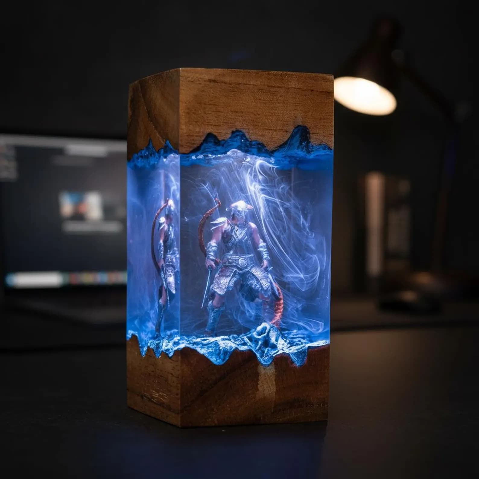 Handmade Dragon Born Resin Lamp – Handmade Epoxy Night Light, Gaming & Skyrim-Style Decor, Unique Christmas Gift 1