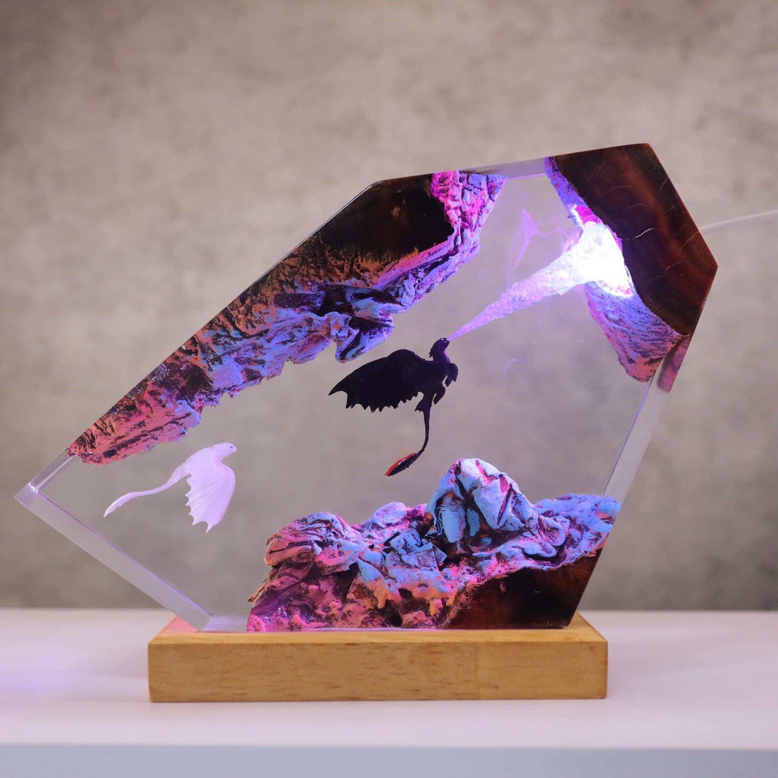 Too.thless Night Dragon - Epoxy Resin Lamp, Handmade Cute Dragon Night Light, Unique Christmas Gift for Kids, Special New Year Gift idea 13