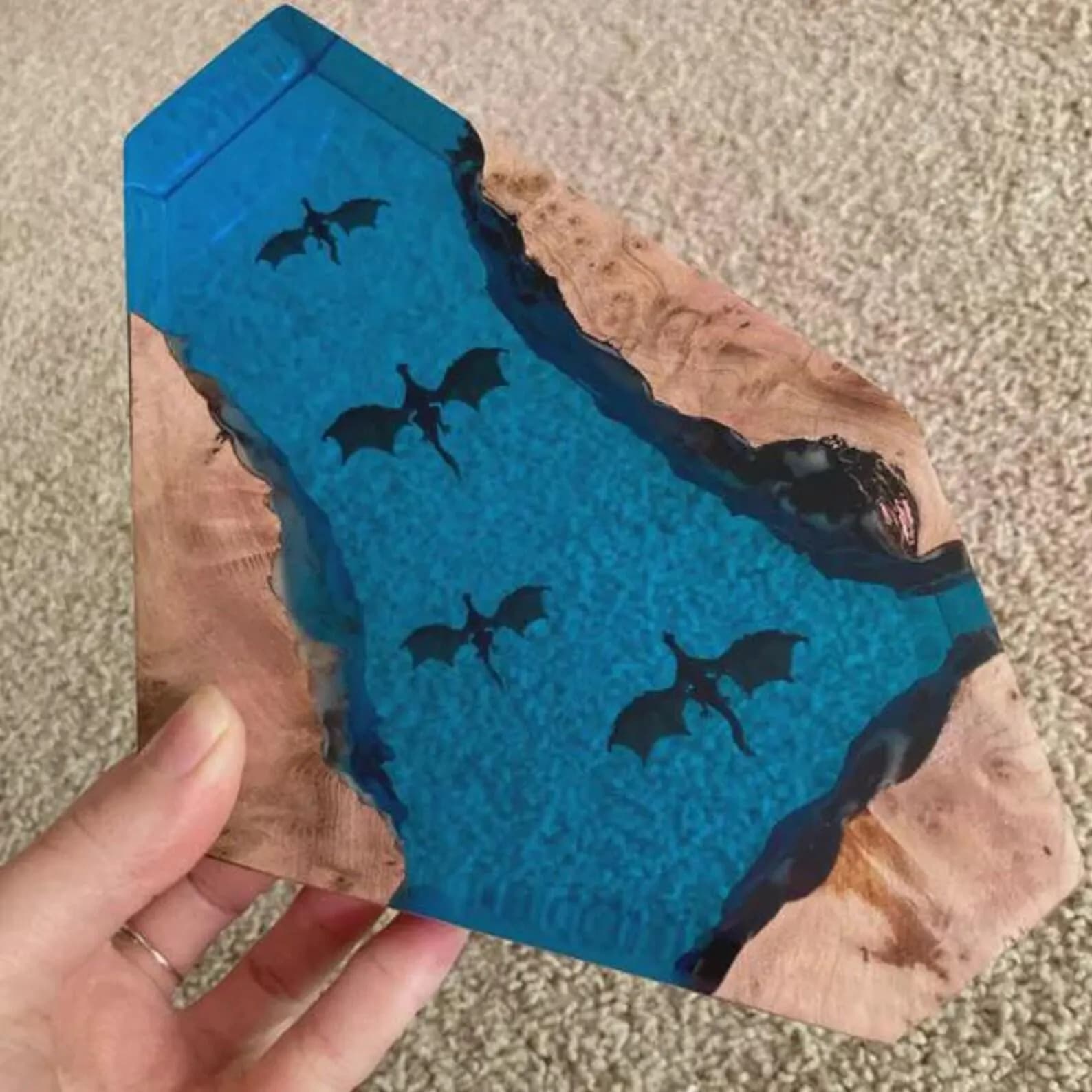 Fire Dargon Ice Dragon Epoxy Resin Night Light,Handmade Wood Resin Table Lamp,Personalized Resin Lamp, Birthday Gifts,Christmas Custom Gifts 11