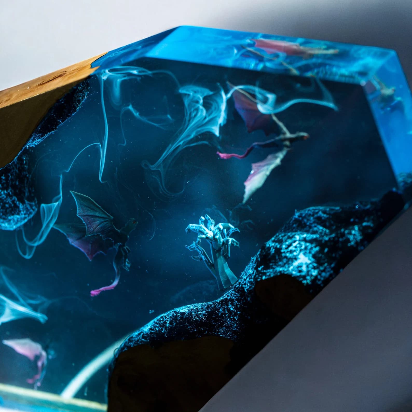 Lamp custom resin, Lamp Dragon resin epoxy,epoxy resin lamp,night light wood, custom resin lamp,blue resin lamp,christmas gift,handmade gift 5