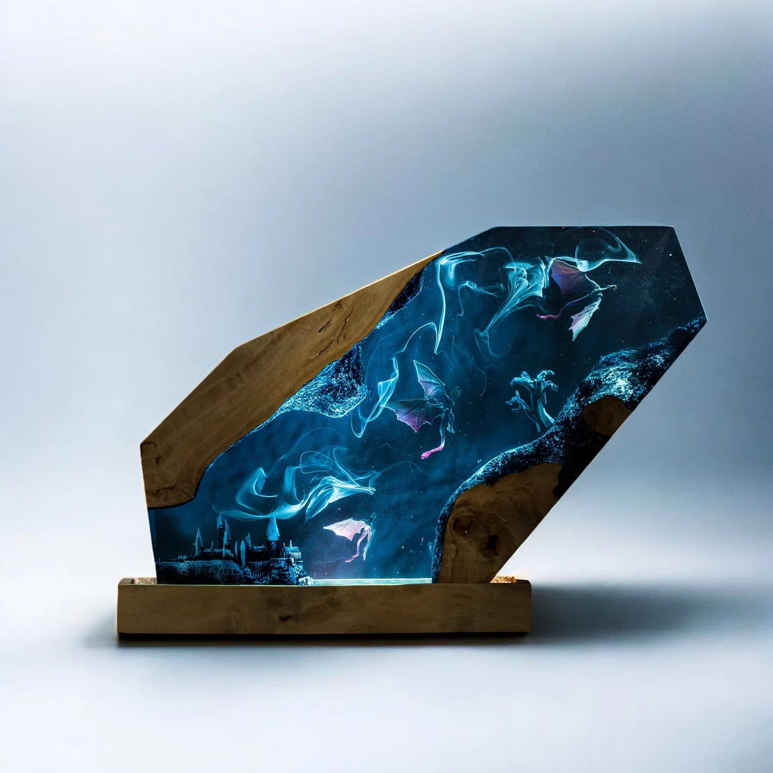 Lamp custom resin, Lamp Dragon resin epoxy,epoxy resin lamp,night light wood, custom resin lamp,blue resin lamp,christmas gift,handmade gift 6