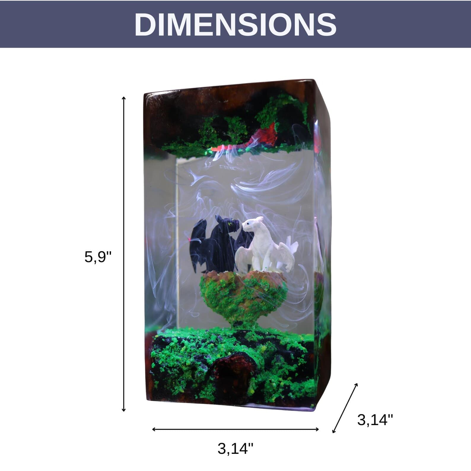 Handmade Dragon Couple Resin Lamp – LED Fantasy Night Light 5