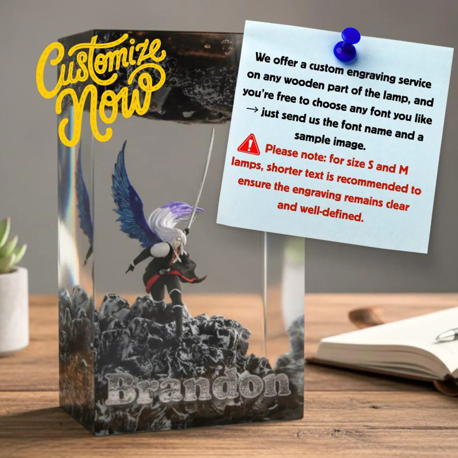 PREMIUM Fire Dragon Resin Lamp, Handmade Fantasy Diorama Light with LED Flames, Dragon Gift for RPG Fantasy Fans, Unique Xmas Gift For Kid 3