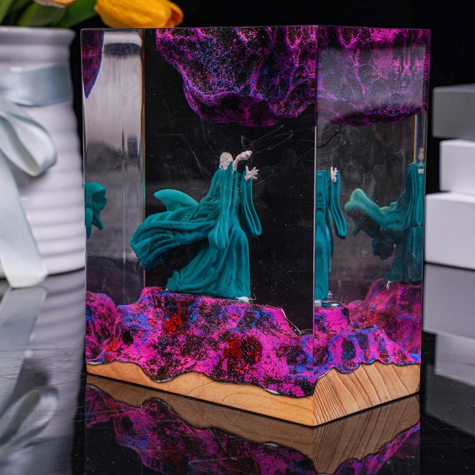 Handmade Room decor Epoxy Lamp,Diorama Power Ring lamp,Resin Night light gift,Gaming Resin Lamp,desk lamp,Desk decor,Unique Gift 12