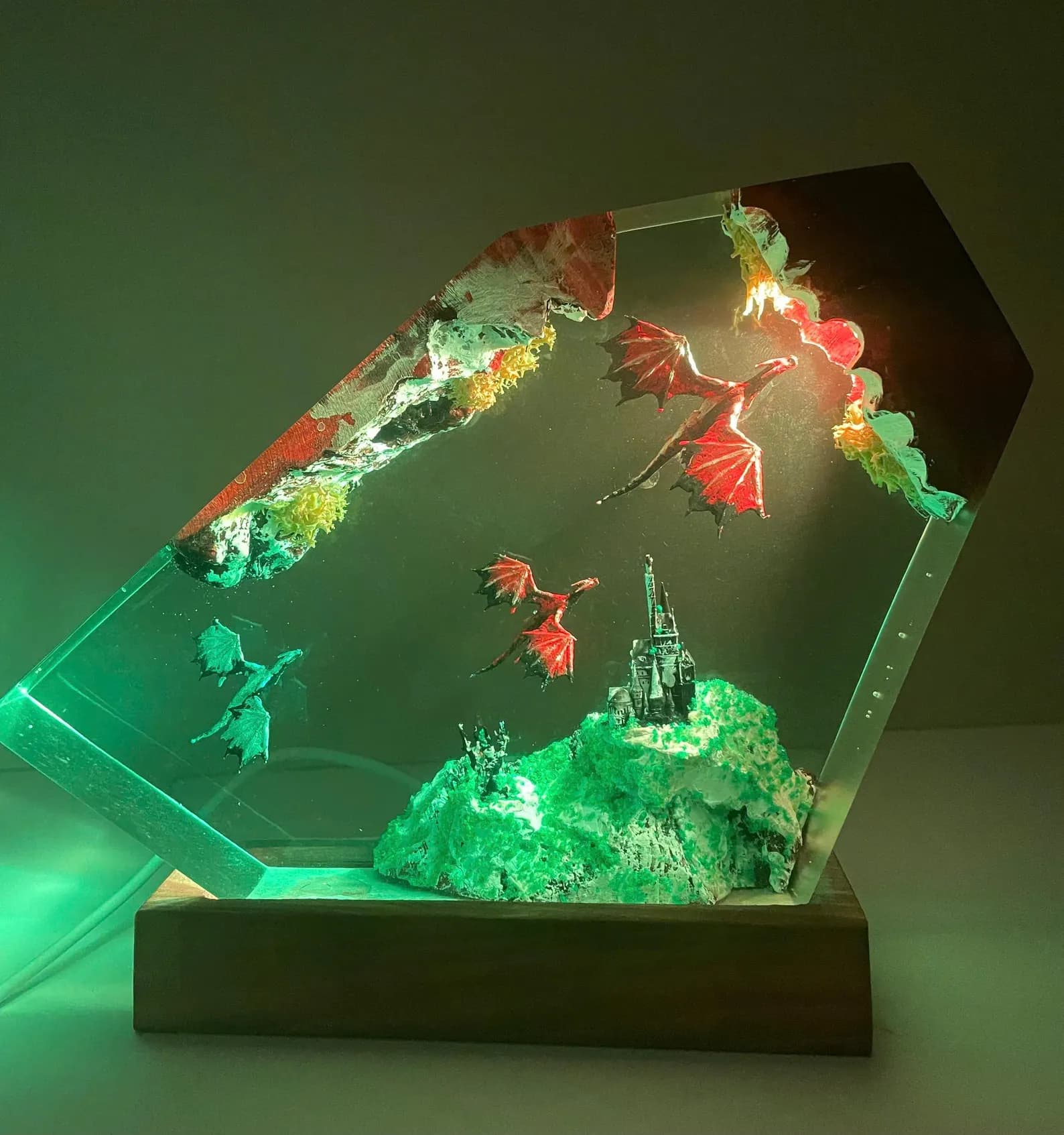 Handmade Dragon Resin Lamp: Fantasy LED Night Light 4