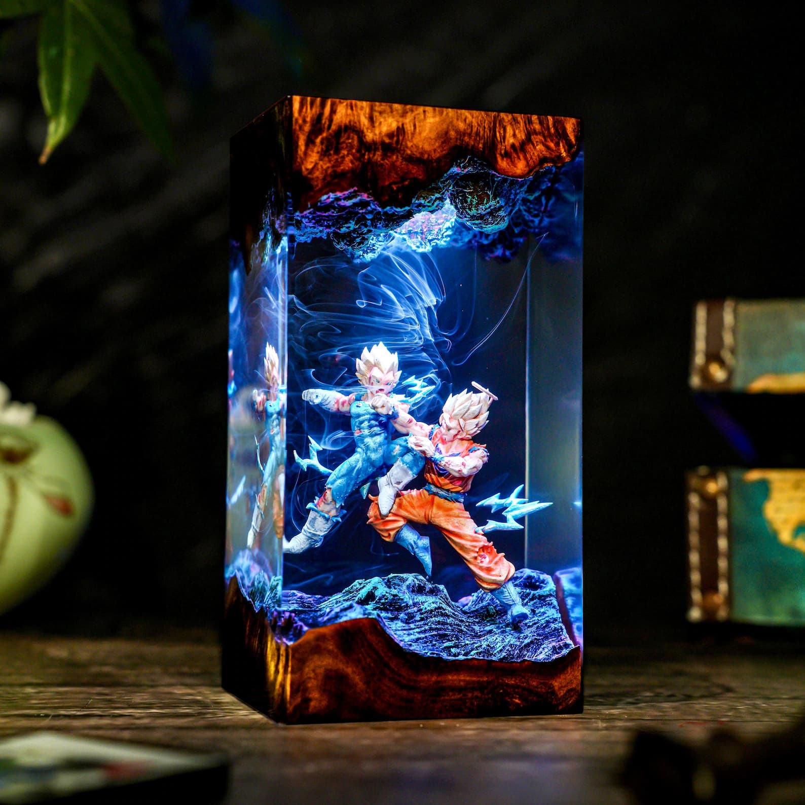 Energy Warrior Battle Lamp, Resin Dragom Lamp, Anime Style Fight Scene, Gaming Desk Decor, Unique Gift Idea Christmas 7