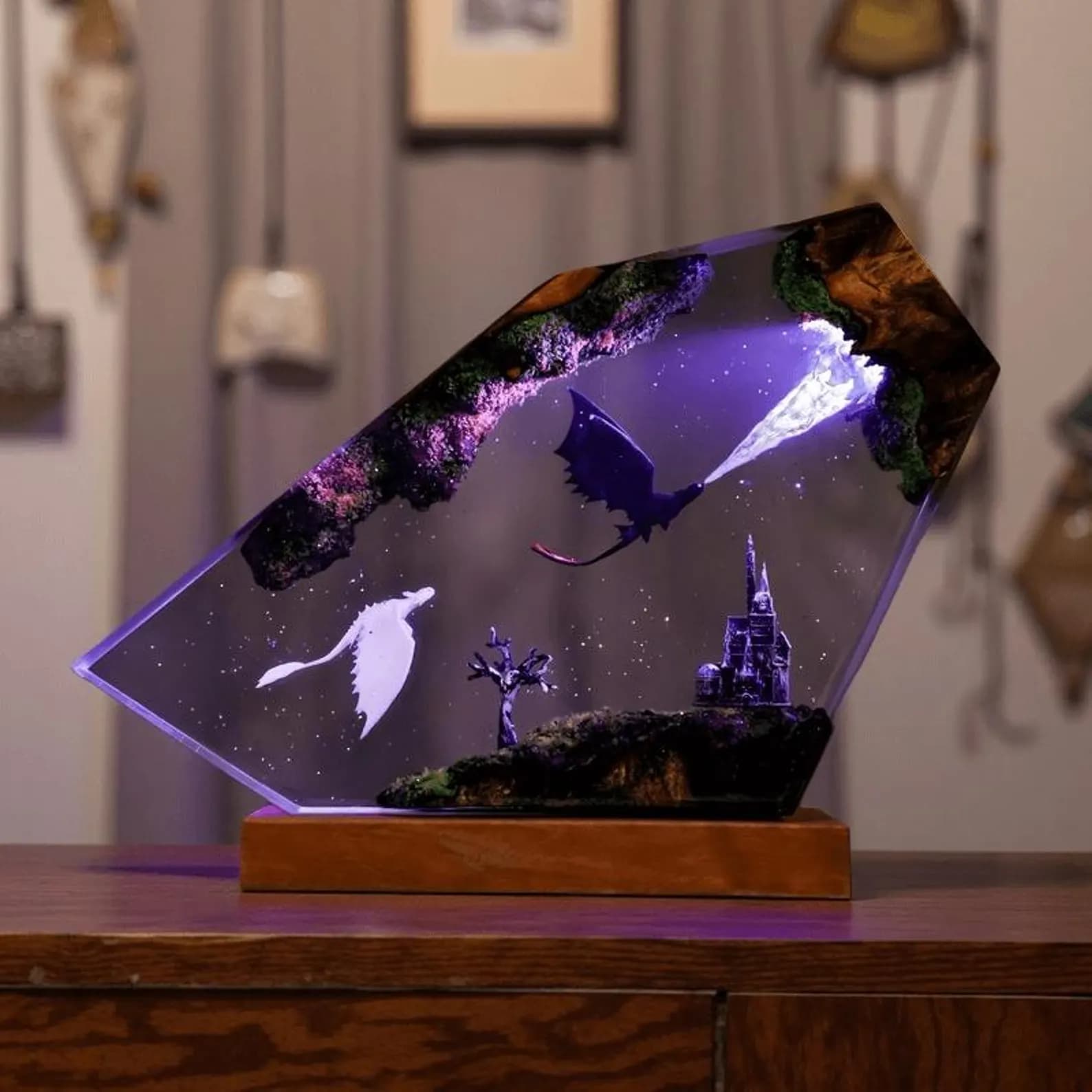 Handmade Resin Night Light: Toothless Night Fury Light Fury Anime Dragon Epoxy Lamp 6