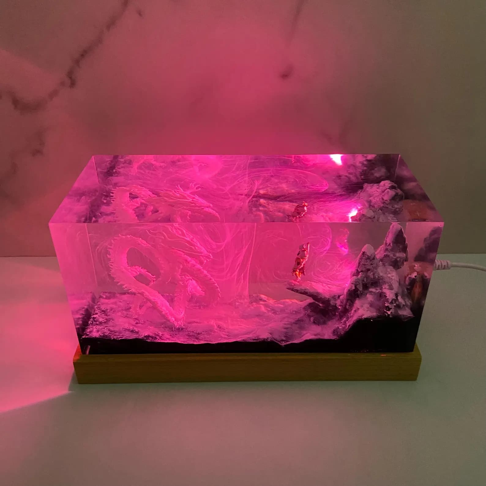 Unique Miniature Landscape Dragon Lamp, Gift For Game Lovers, Custom Wukong Home Decorations, Personalized Resin Lamp, Christmas Gift 3