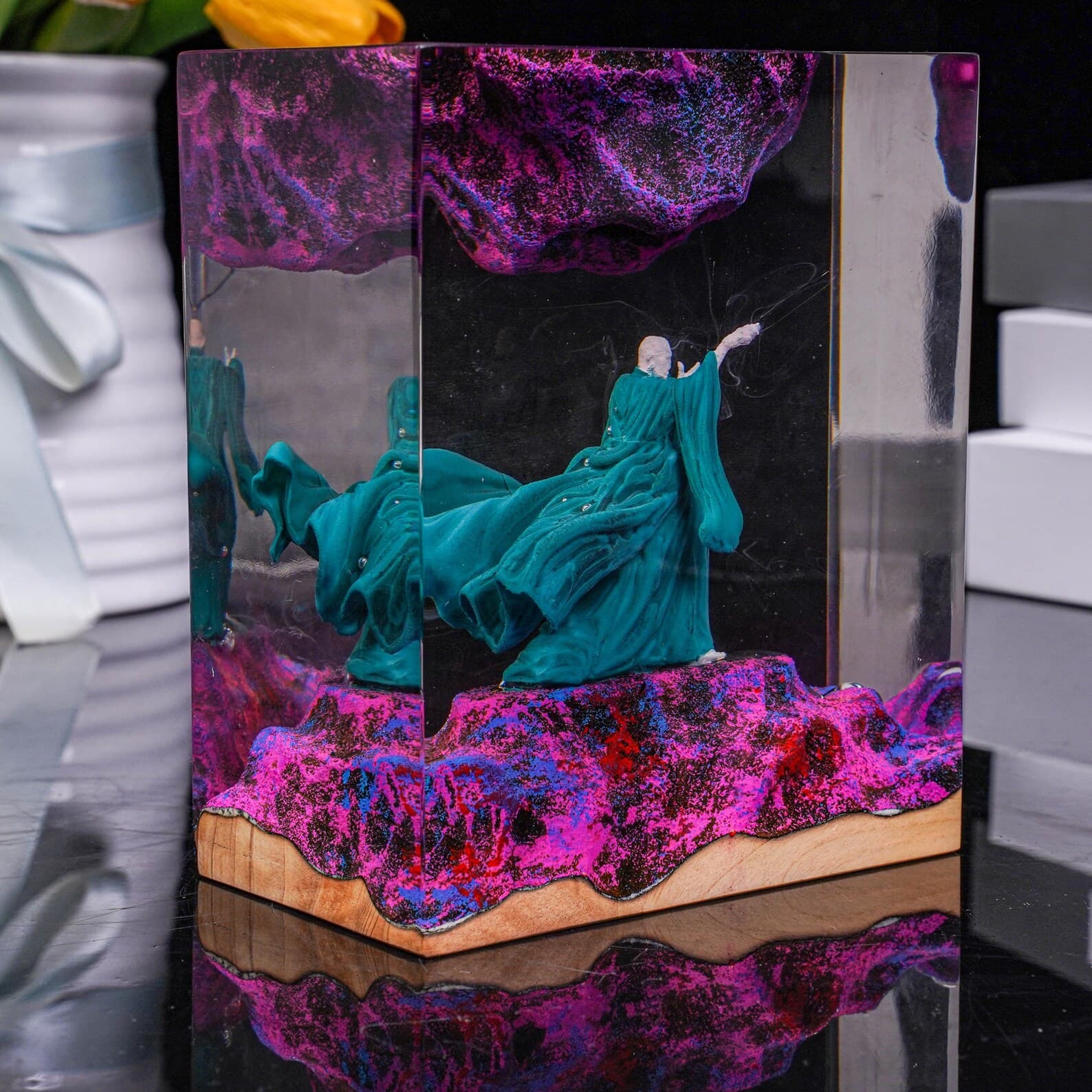 Handmade Room decor Epoxy Lamp,Diorama Power Ring lamp,Resin Night light gift,Gaming Resin Lamp,desk lamp,Desk decor,Unique Gift 13