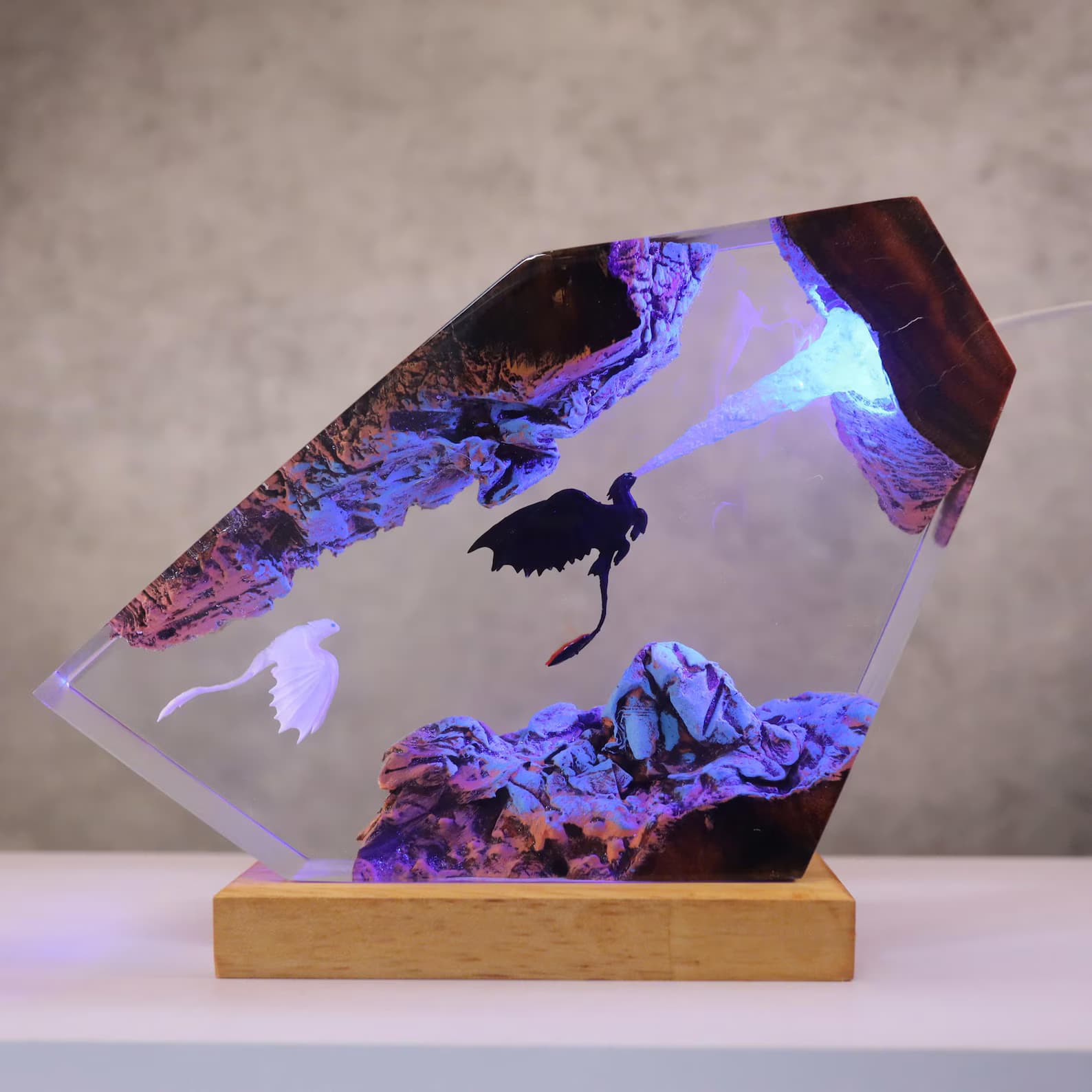 Too.thless Night Dragon - Epoxy Resin Lamp, Handmade Cute Dragon Night Light, Unique Christmas Gift for Kids, Special New Year Gift idea 1