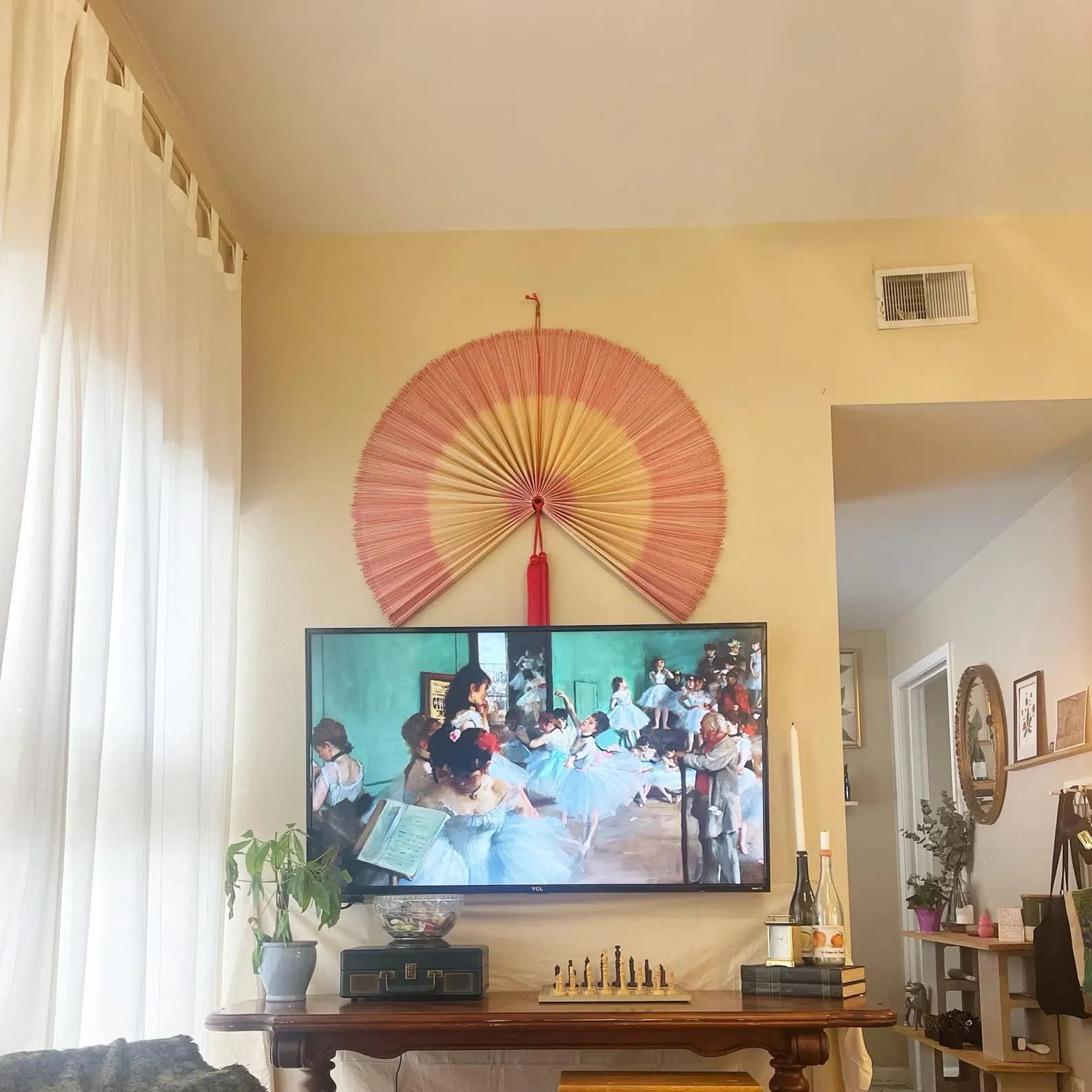 Wall Fan Decor, Bamboo Decorative Fans, Handcrafted Bamboo Fan, Boho Bamboo Wall Decor, Artisan Bamboo Fan Decor, Bamboo Fan ( Style Fan 08)