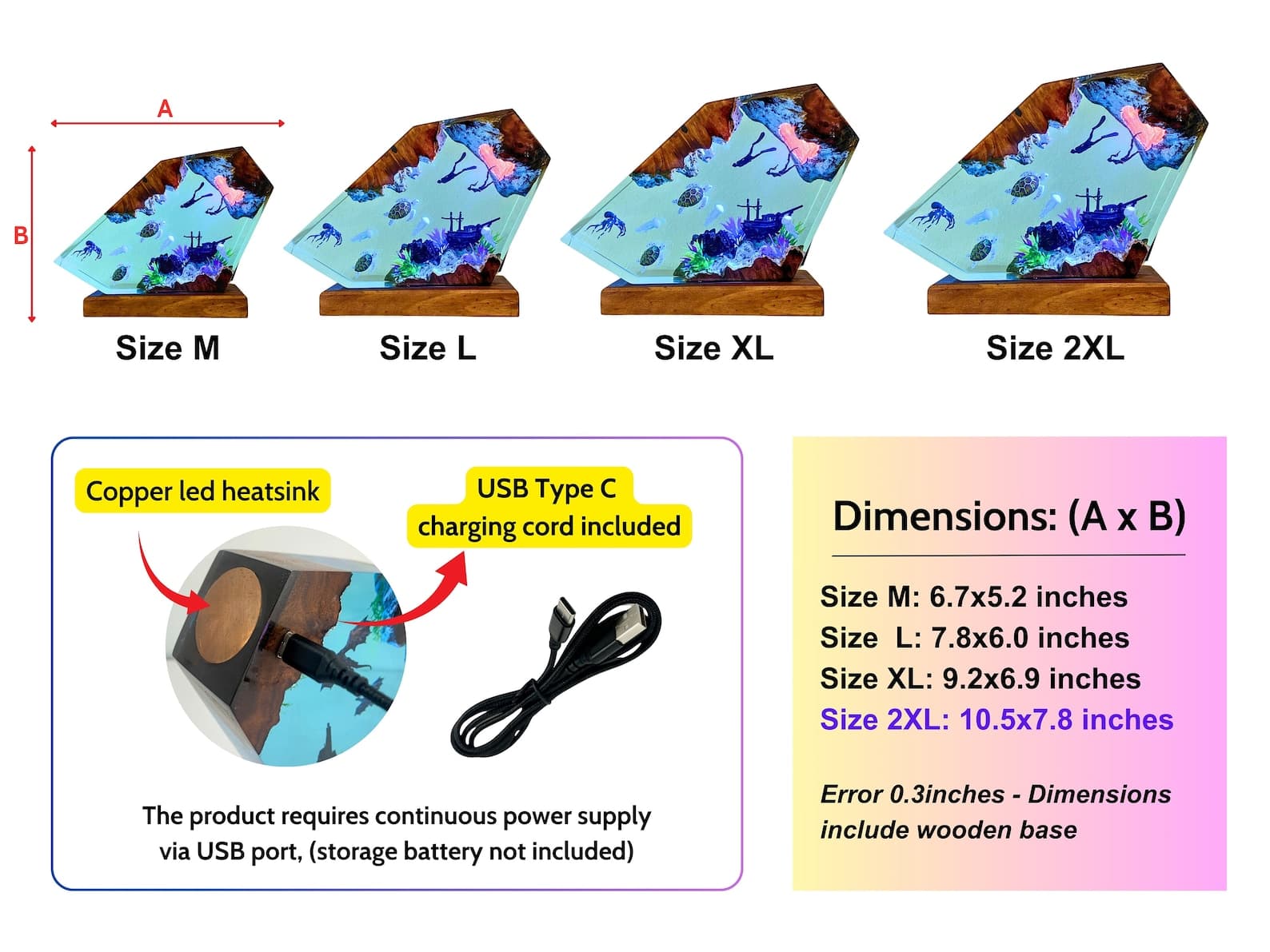 Fire and Ice Dragons Resin Lamp – Handcrafted Night Light, Fantasy Duo Dragon Gift, Custom Room Decor 7