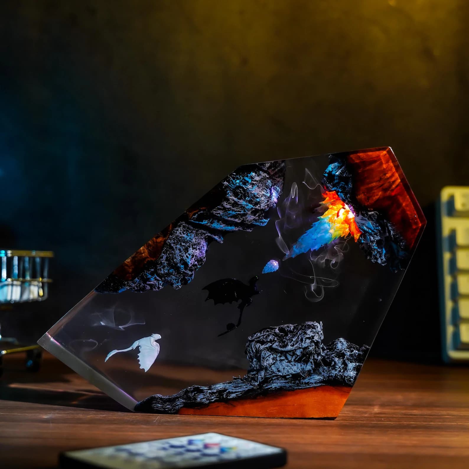 Toothless Flying Dragon LED Lamp β Night Fury Resin Diorama Light, Handmade Fantasy Lamp, Gift for Him, Kids & Dragon Lovers 8