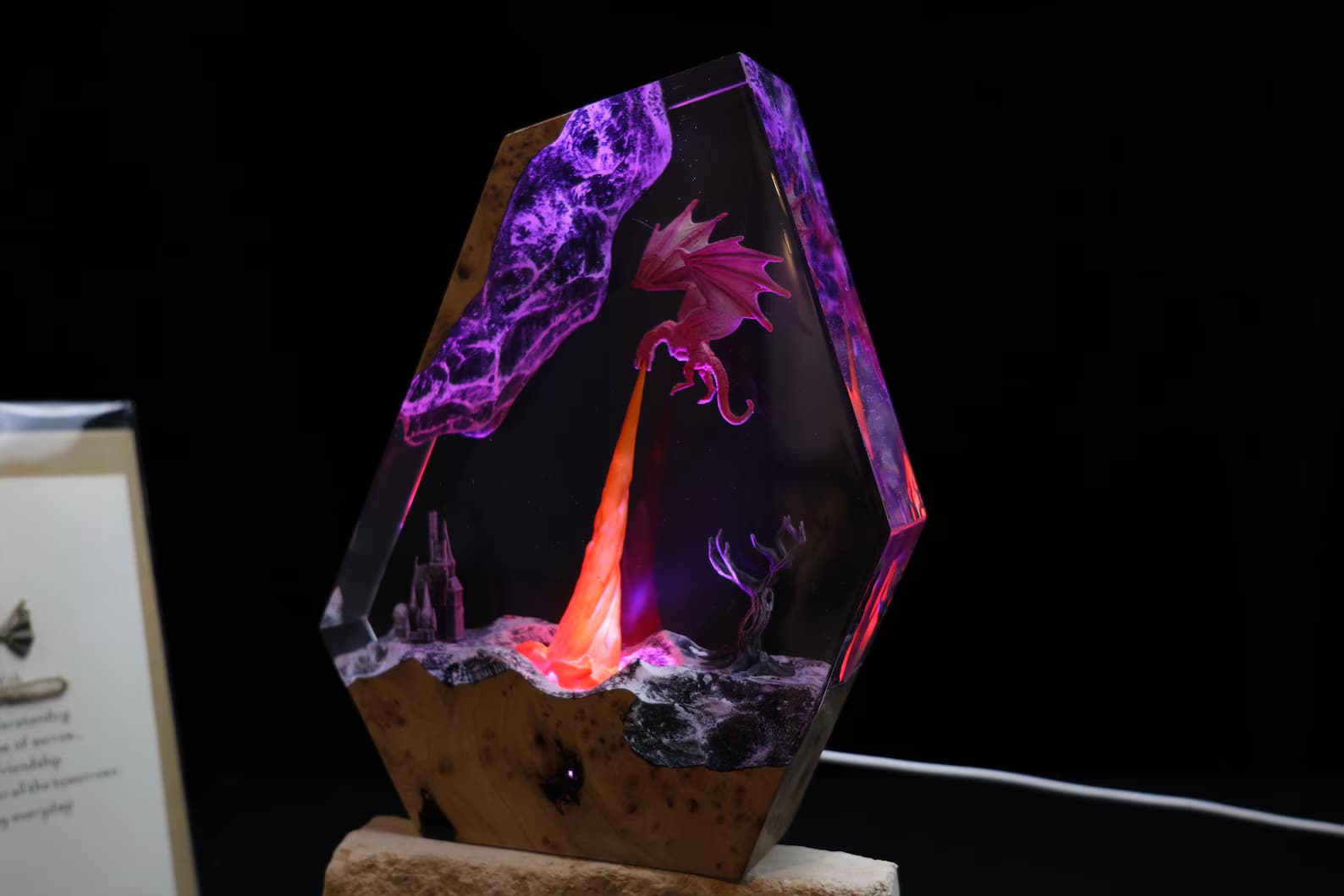 Fire Dragon Resin Night Light: dragons resin lamp, chrismast gift for him 7