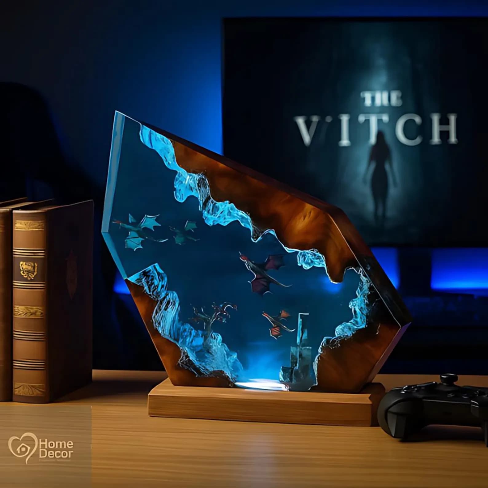 Fire & Ice Dragon Resin Lamp | 3D Fantasy Gamer Room Decor 5
