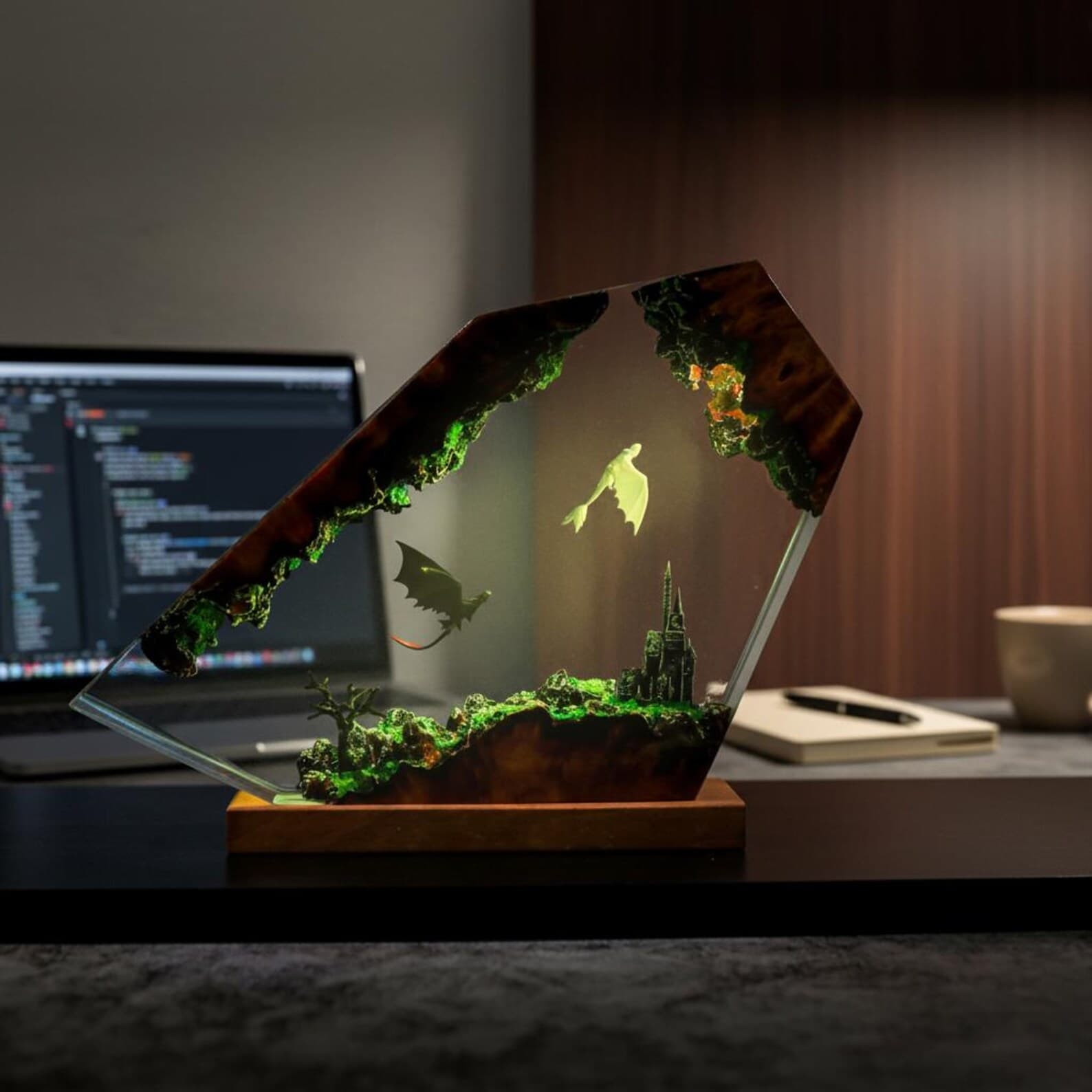 Toothless Dragon Resin Lamp | Wood & Epoxy Night Light | Dragon Decor for Gaming Setup And Playroom | Unique Christmas Gift 10