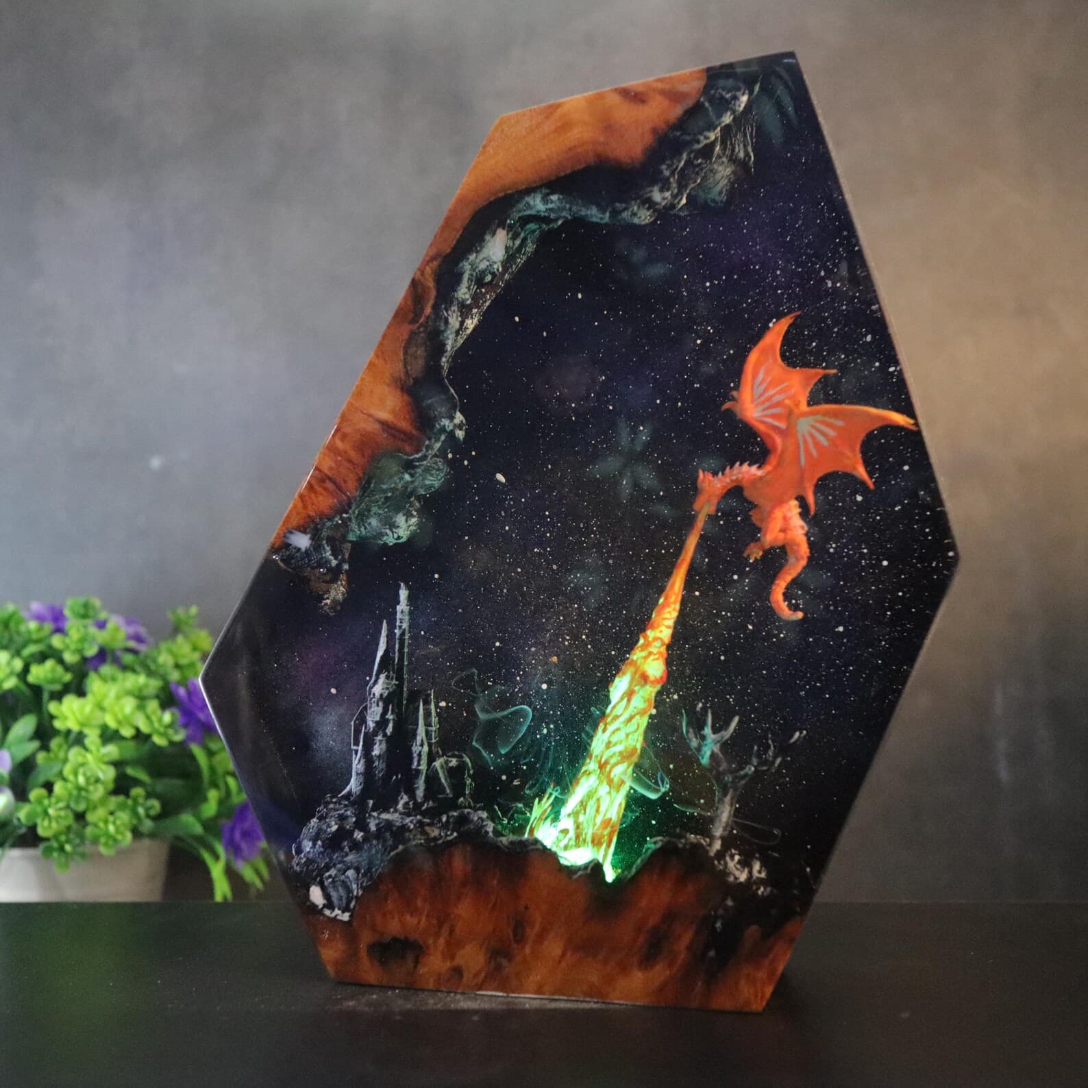 Dragon Figure Night Light, Fire Dragon Figure Decor Home, Christmas gift, Xmas Gift for Kids, Unique Night Light, New Year Gift, Wood Lamp 10