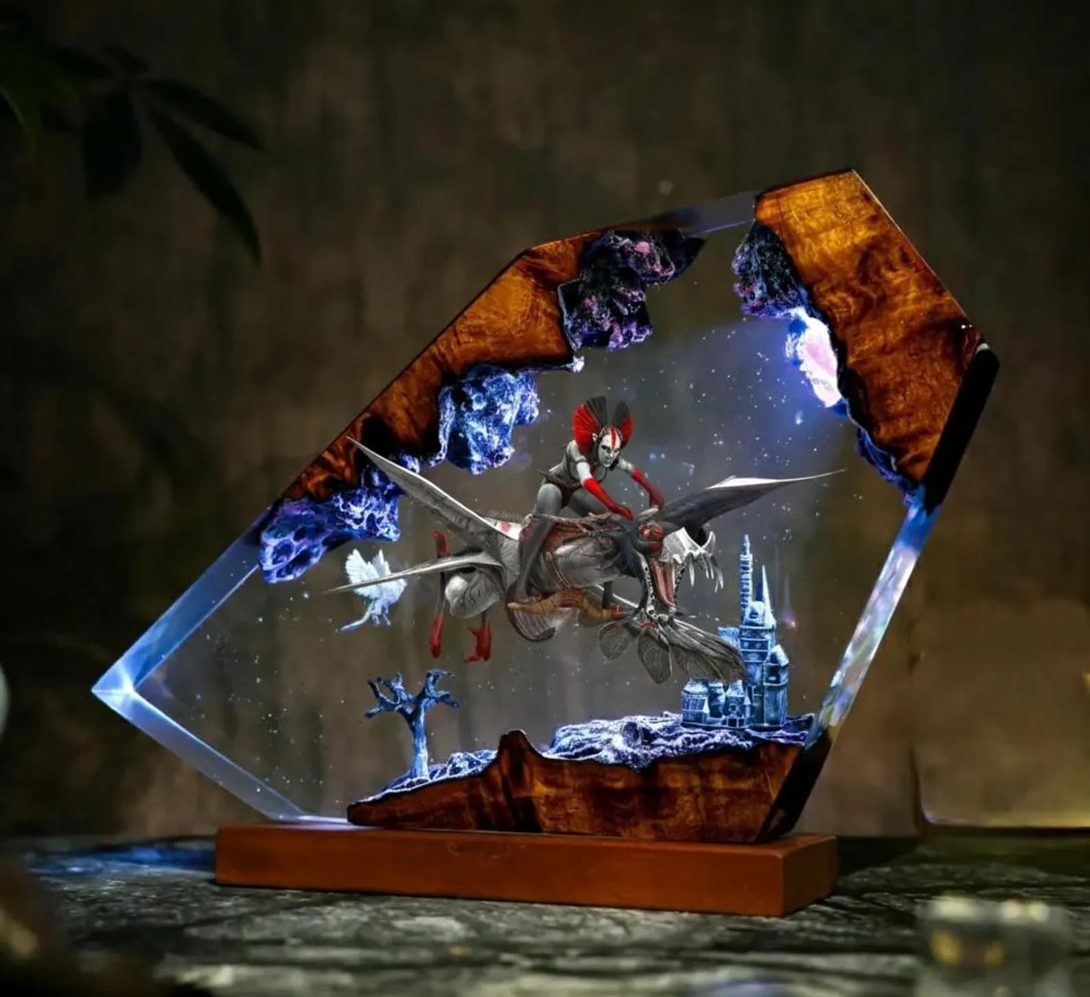 Varang and Nightwraith Avatar Resin Lamp, Fire and Ash Fantasy LED Night Light, Epic Dragon Crystal Art Decor, Avatar 3 LED Light Gift 1