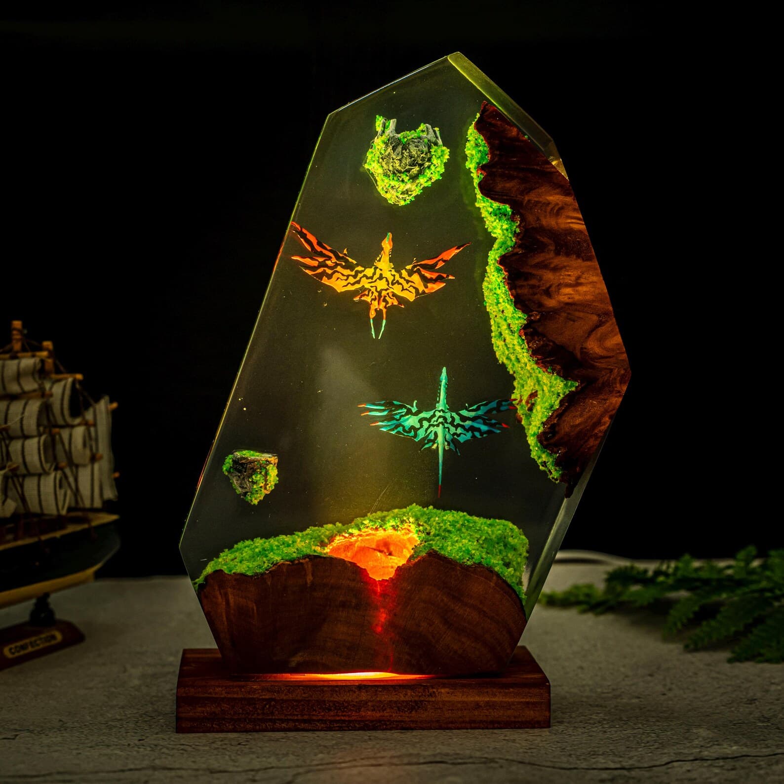 Dragon Resin Lamp, Handmade night Light gift, Unique Avatar Gift for Room Decor, Epoxy Lamp, Birthday gift for him, Gaming gift 9