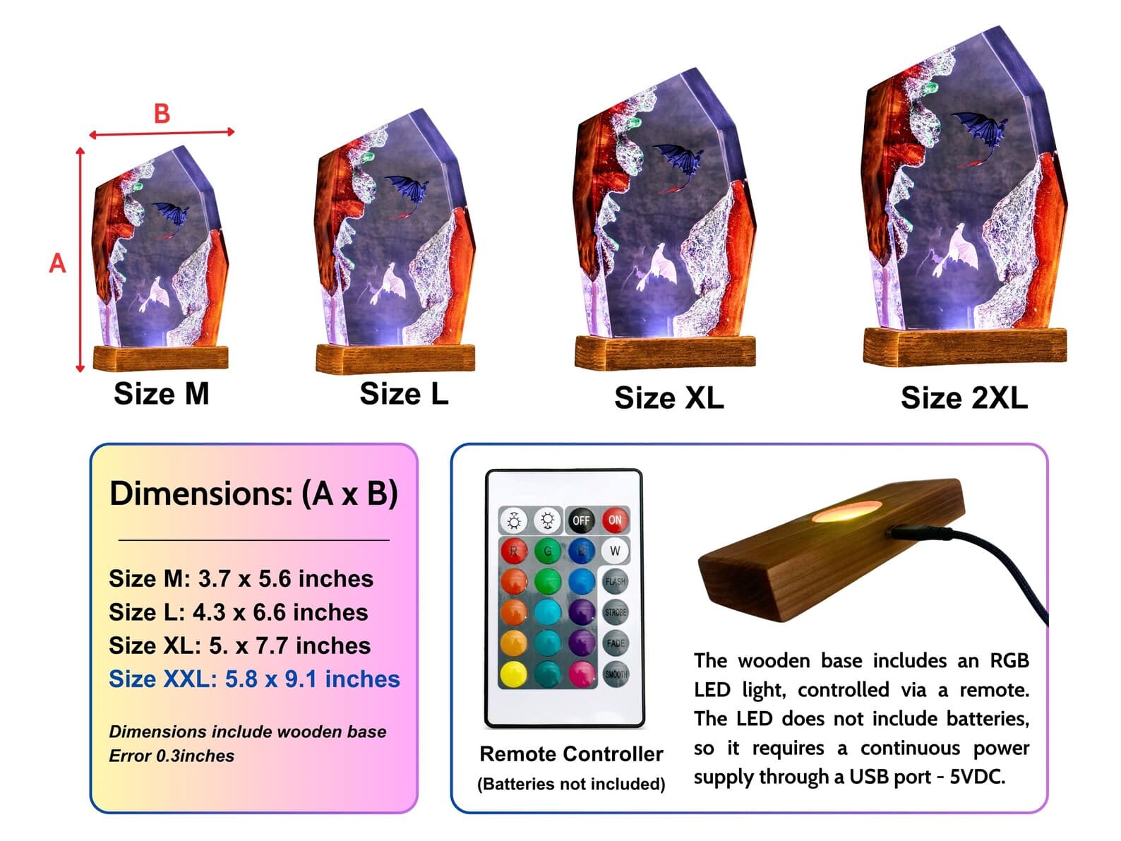 T00thless and Light fury resin Night Lights, Handmade Fantasy Gift for Couples, christmas decor 6