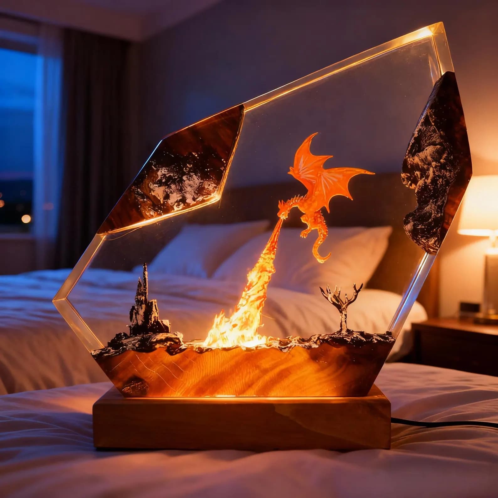 Dragon Resin Lamp, Handmade Gift for New Year, Fantasy Night Light 12