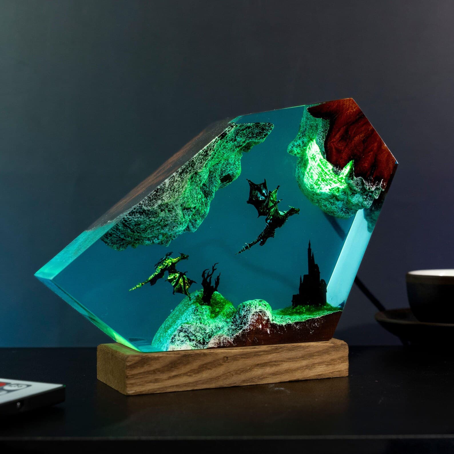 Dragon Resin Lamp – Fire & Ice Dragon Lamp – Flying Dragon Night Light – Resin Art Lamp – Dragon Gift for Him - Christmas Gift 8