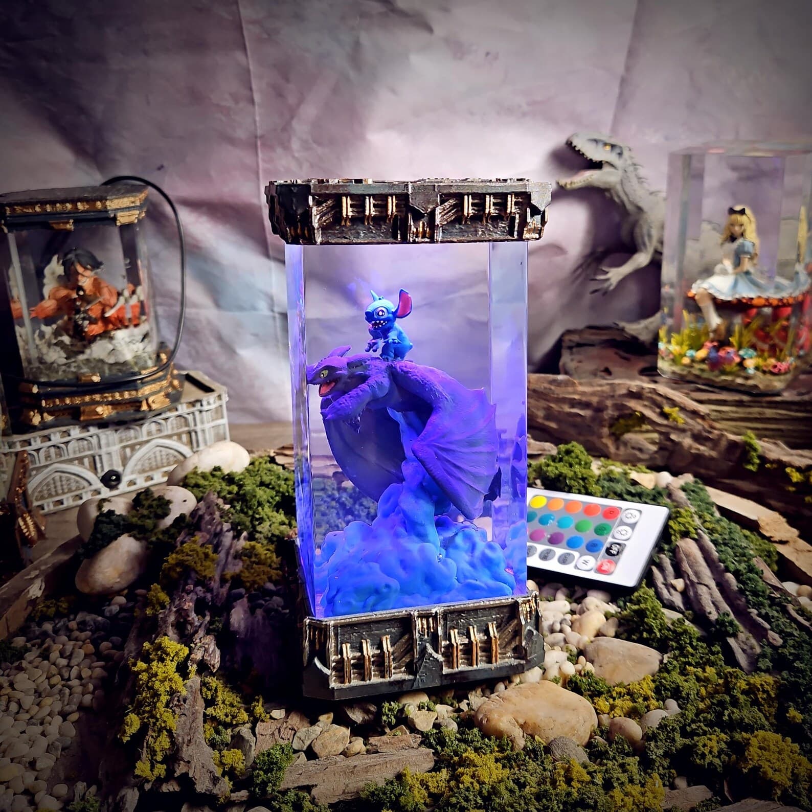 Friendship Stitch and Toothless Resin Lamp | Handcrafted Epoxy Art Light, Cute Dragon & Blue Koala Resin Lamp | Handmade Epoxy LED Light 6