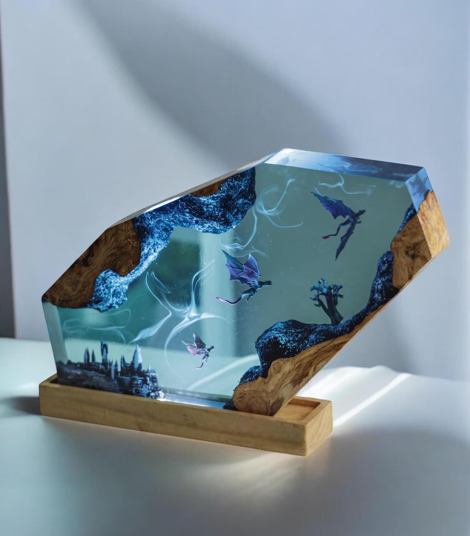 Custom resin Lamp, Lamp Dragon resin epoxy,epoxy resin lamp,night light wood, custom resin lamp,blue resin lamp,christmas gift,gift for Him 1