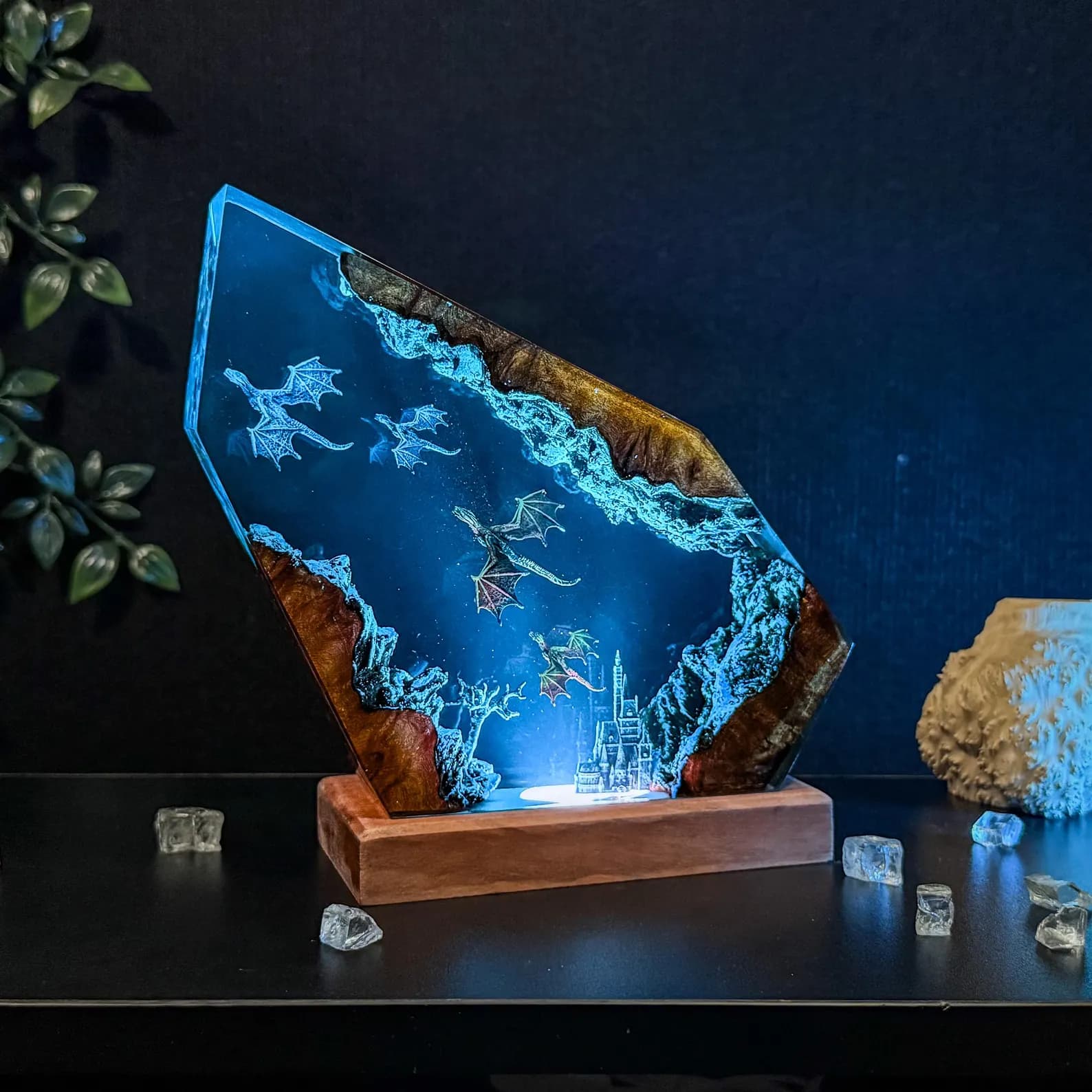 Fly ICE Dragon Resin Lamp, Dragon Epoxy resin night light, Handmade resin art, Gift for Him, Son, Christmas Gift Lamp. 8