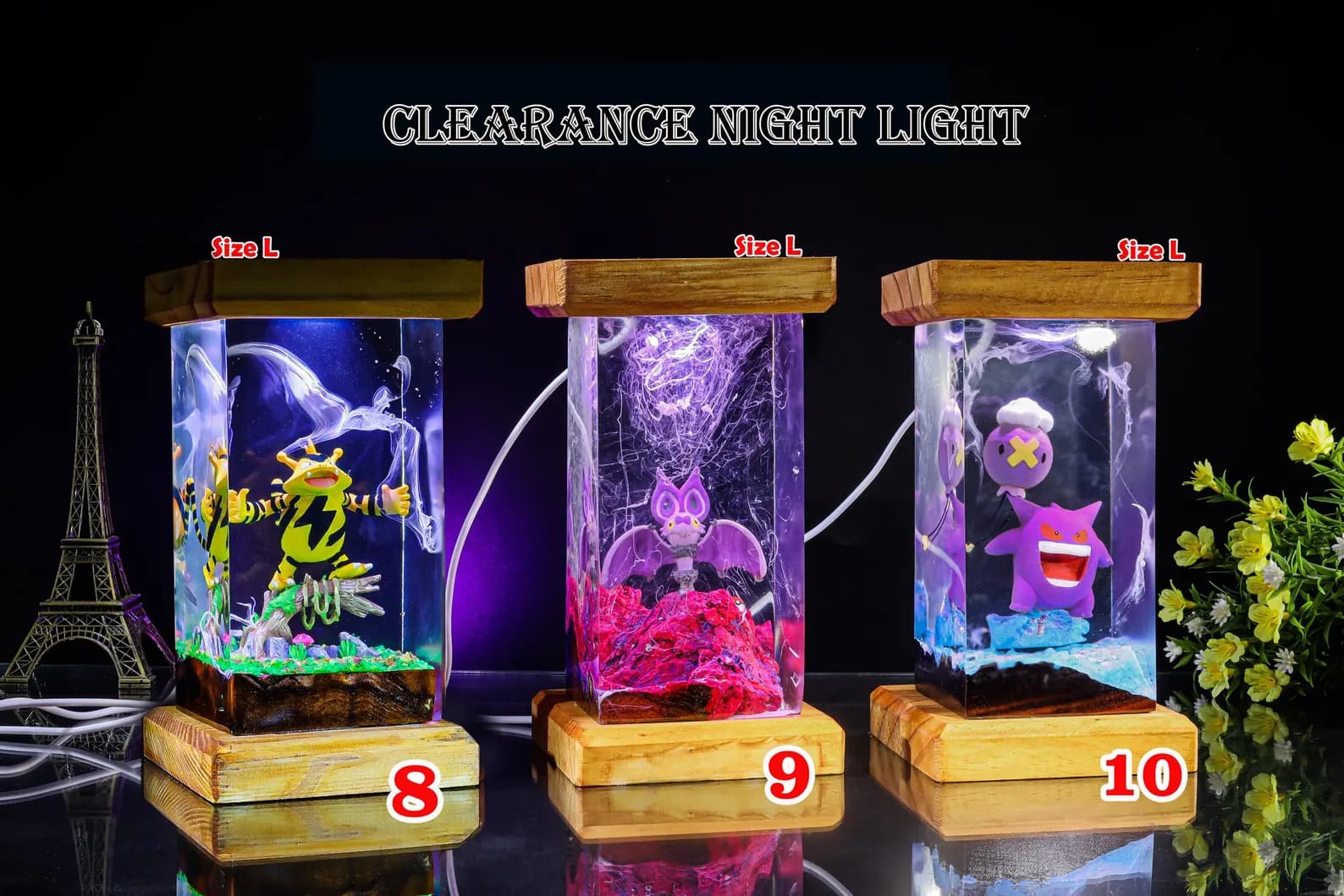 CLEARANCE Anime night light, Discount resin Lamp, Custom Resin Lamp, Personalized Night Light Home Decor, Resin Wood lamp, Gifts 9