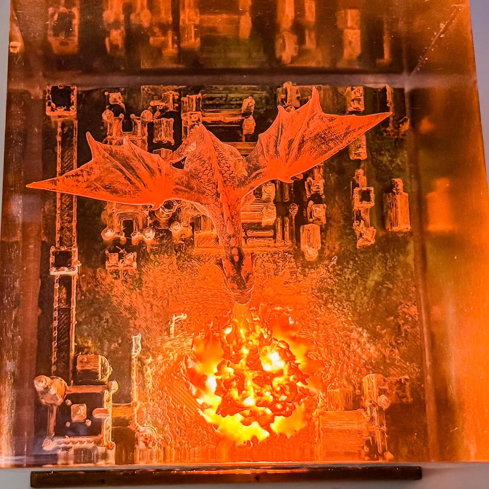 Dragon resin epoxy lamp, 3D Fire breath dragon epoxy night light, handmade table lamp, home decor, Gift for him, father, unique gift. 6